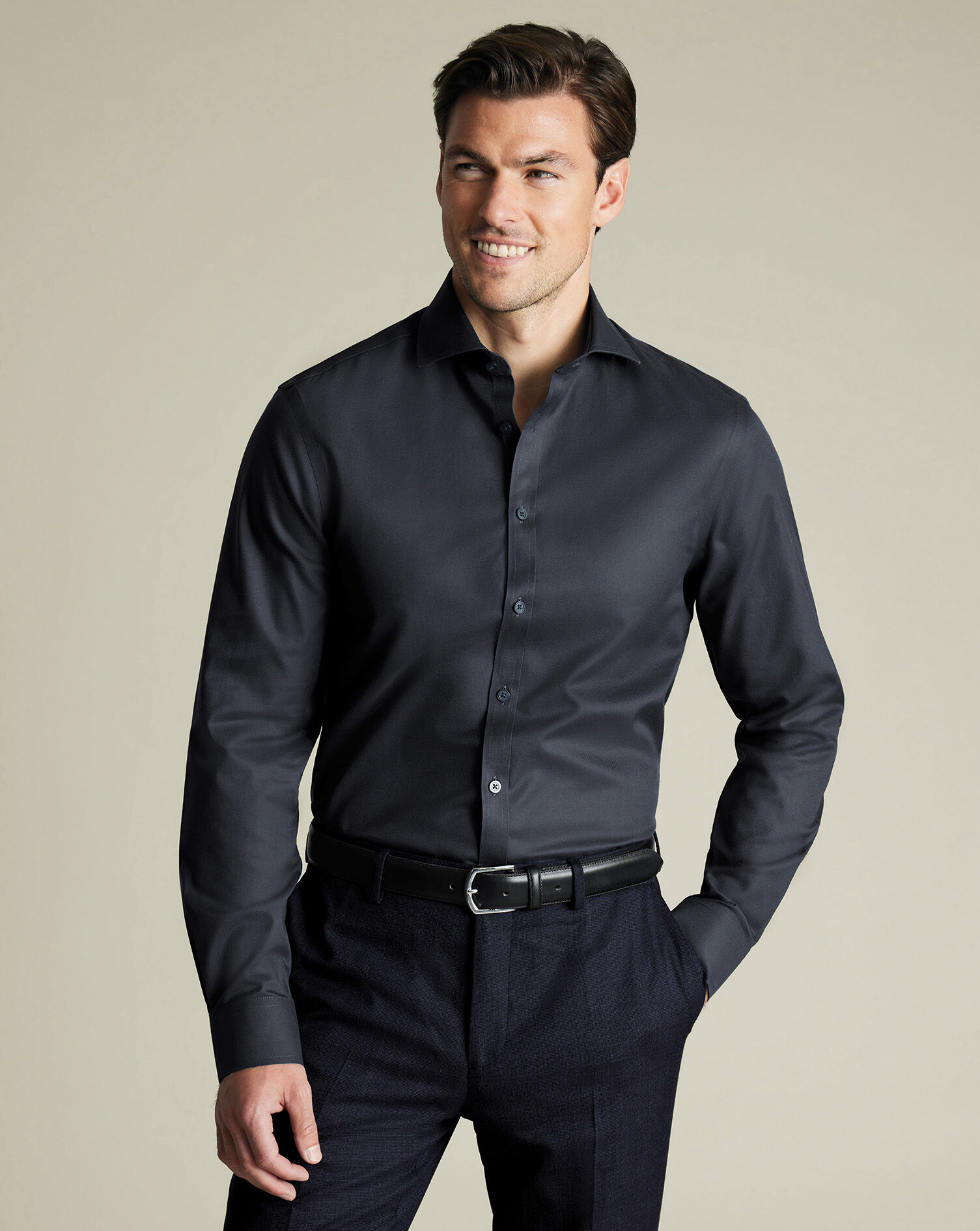 Non-Iron Twill Shirt - Charcoal Gray