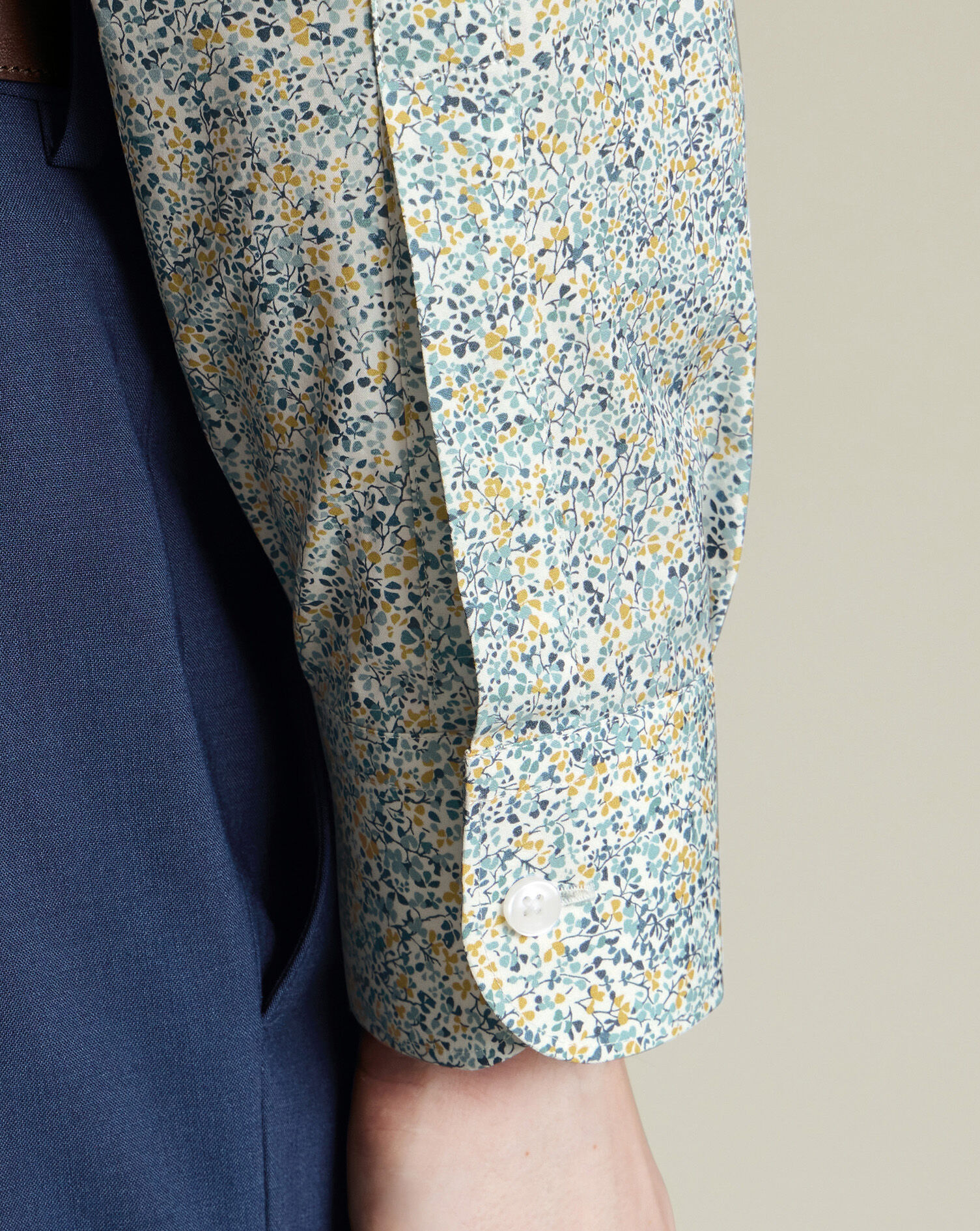 Made with Liberty Fabric Floral Shirt - Teal Green