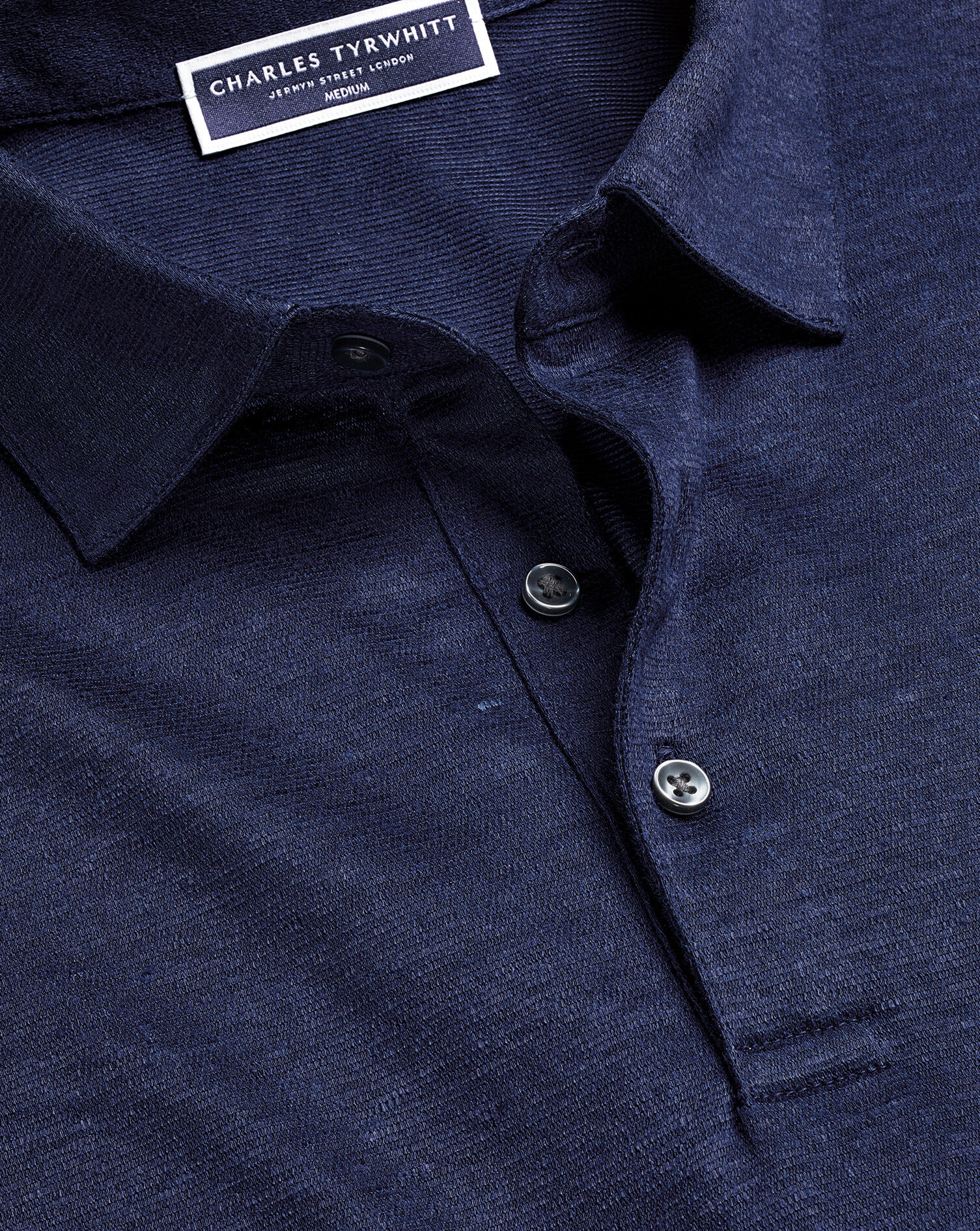 Pure Linen Polo - Navy