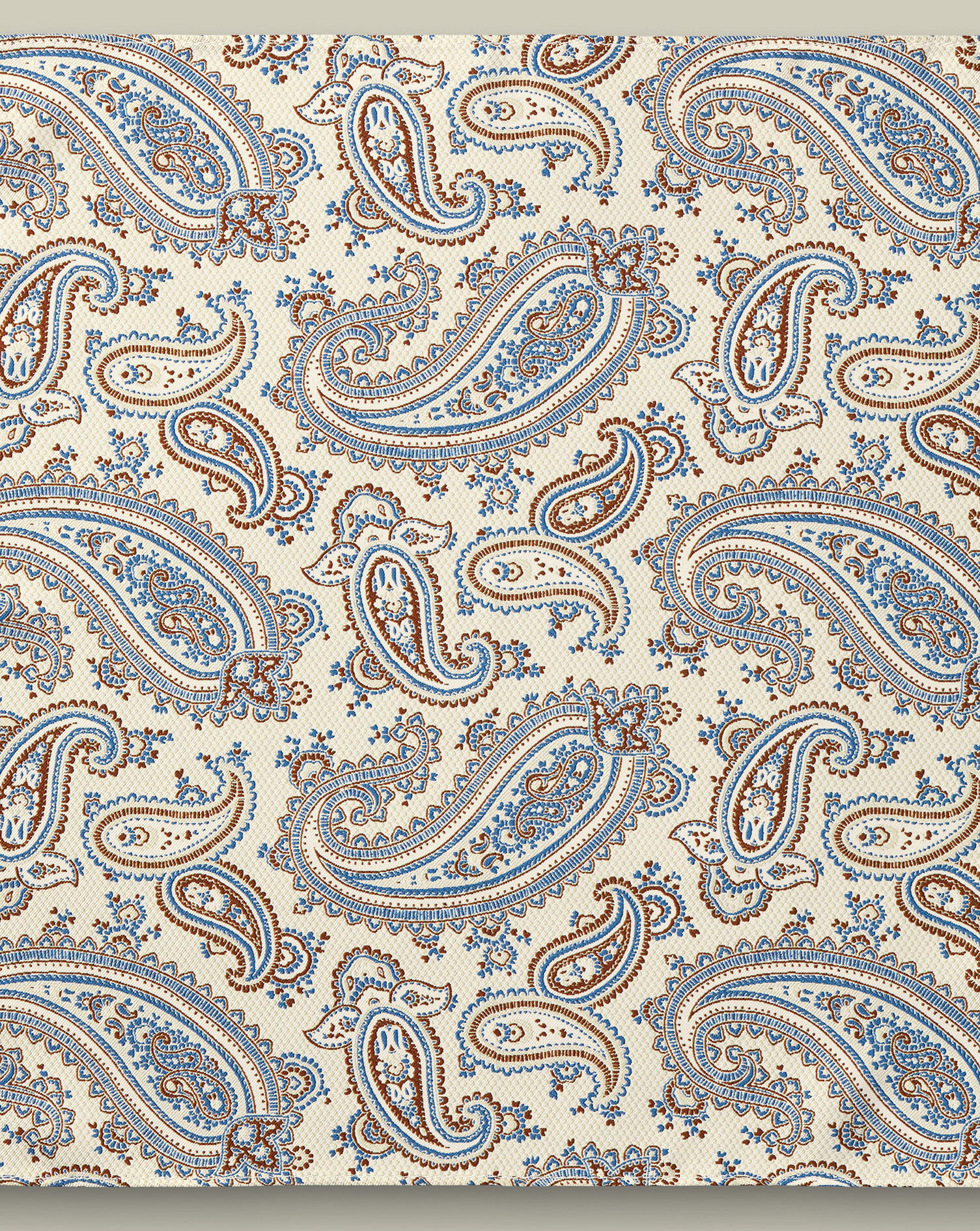 Silk Paisley Pocket Square - Cream