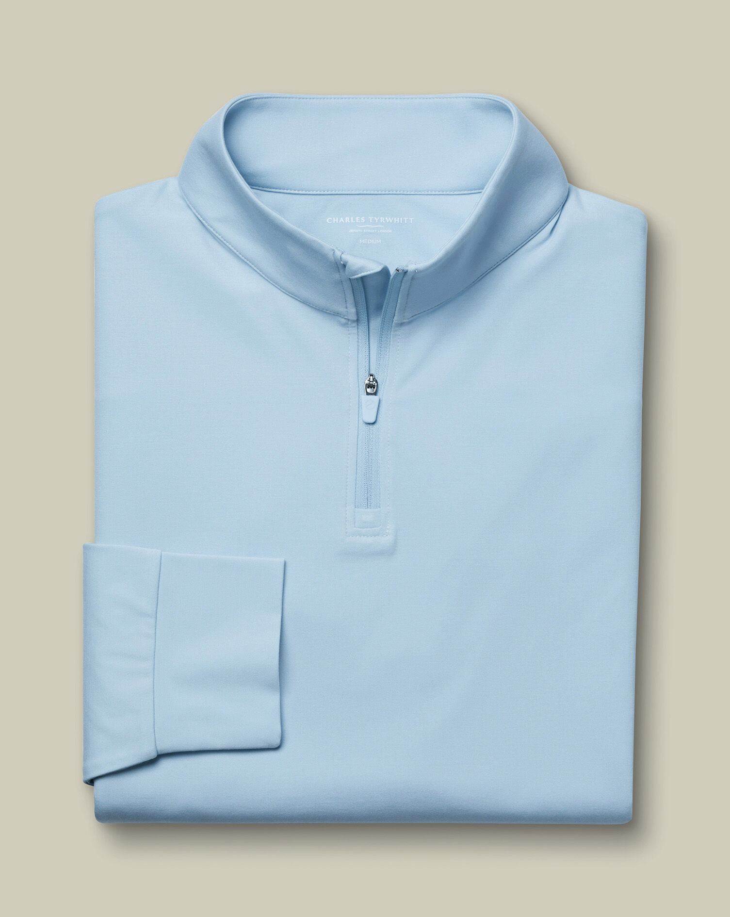 Performance Zip Polo Shirt – Light Blue