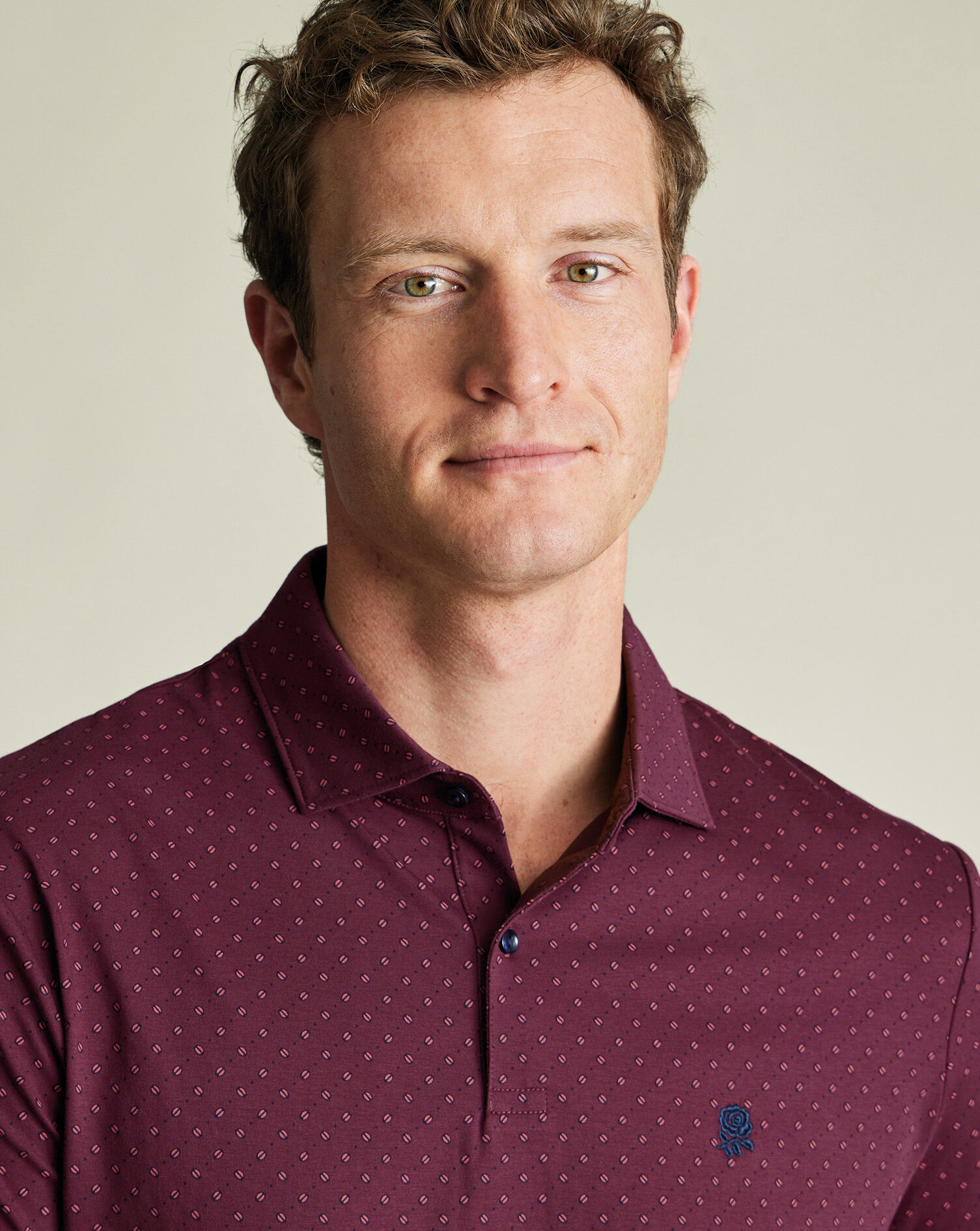 England Rugby Performance Print Polo - Wine & Navy