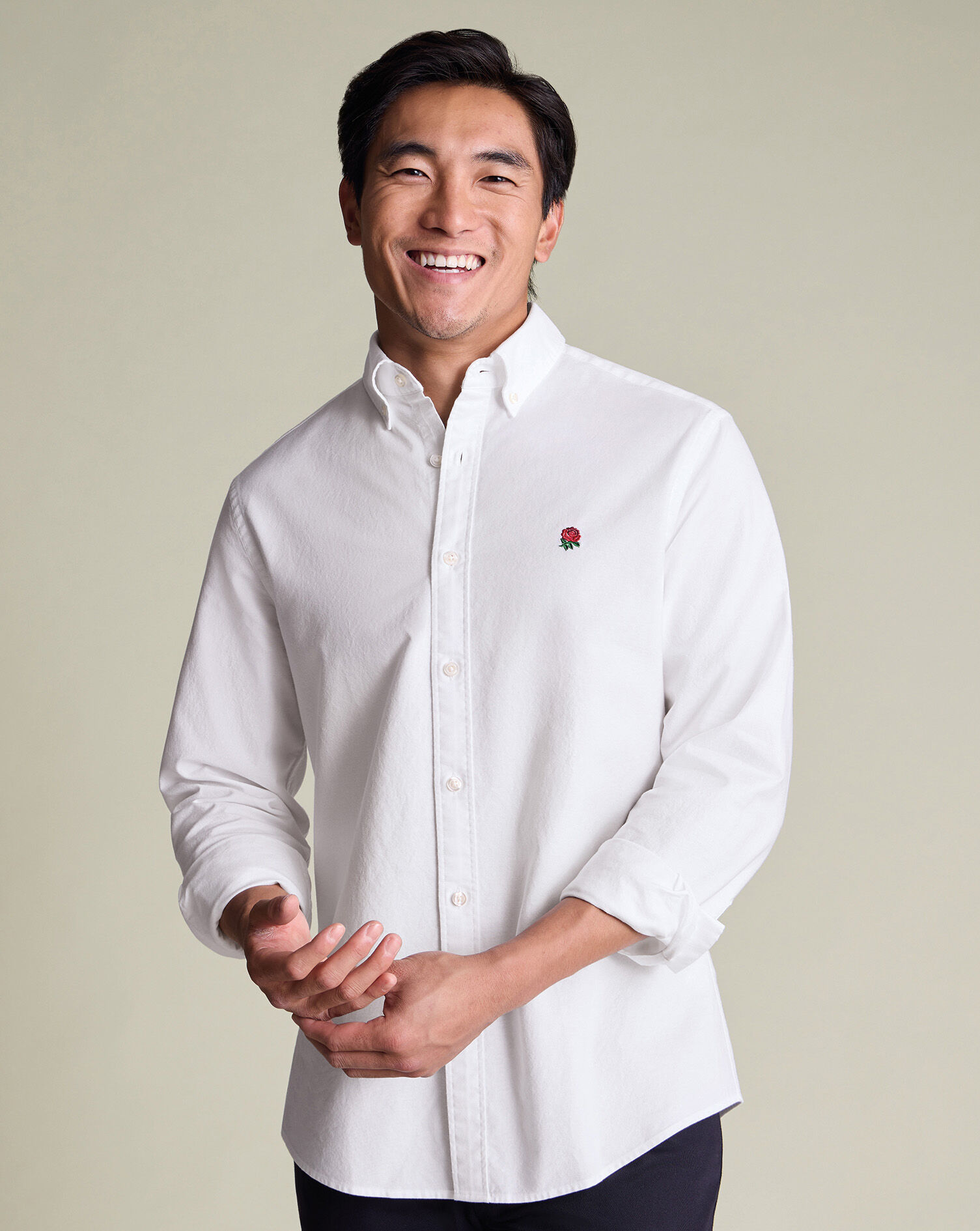 England Rugby Washed Oxford Shirt - White