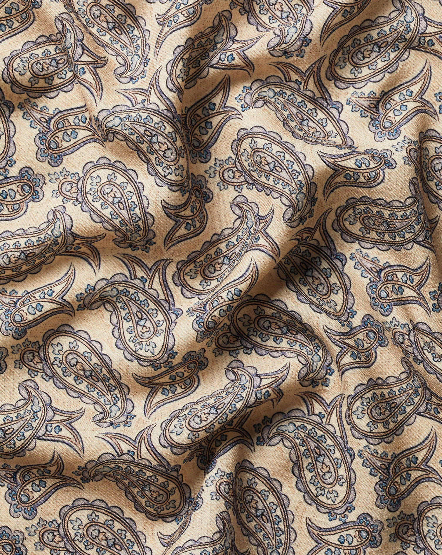 Wool Paisley Pocket Square - Stone
