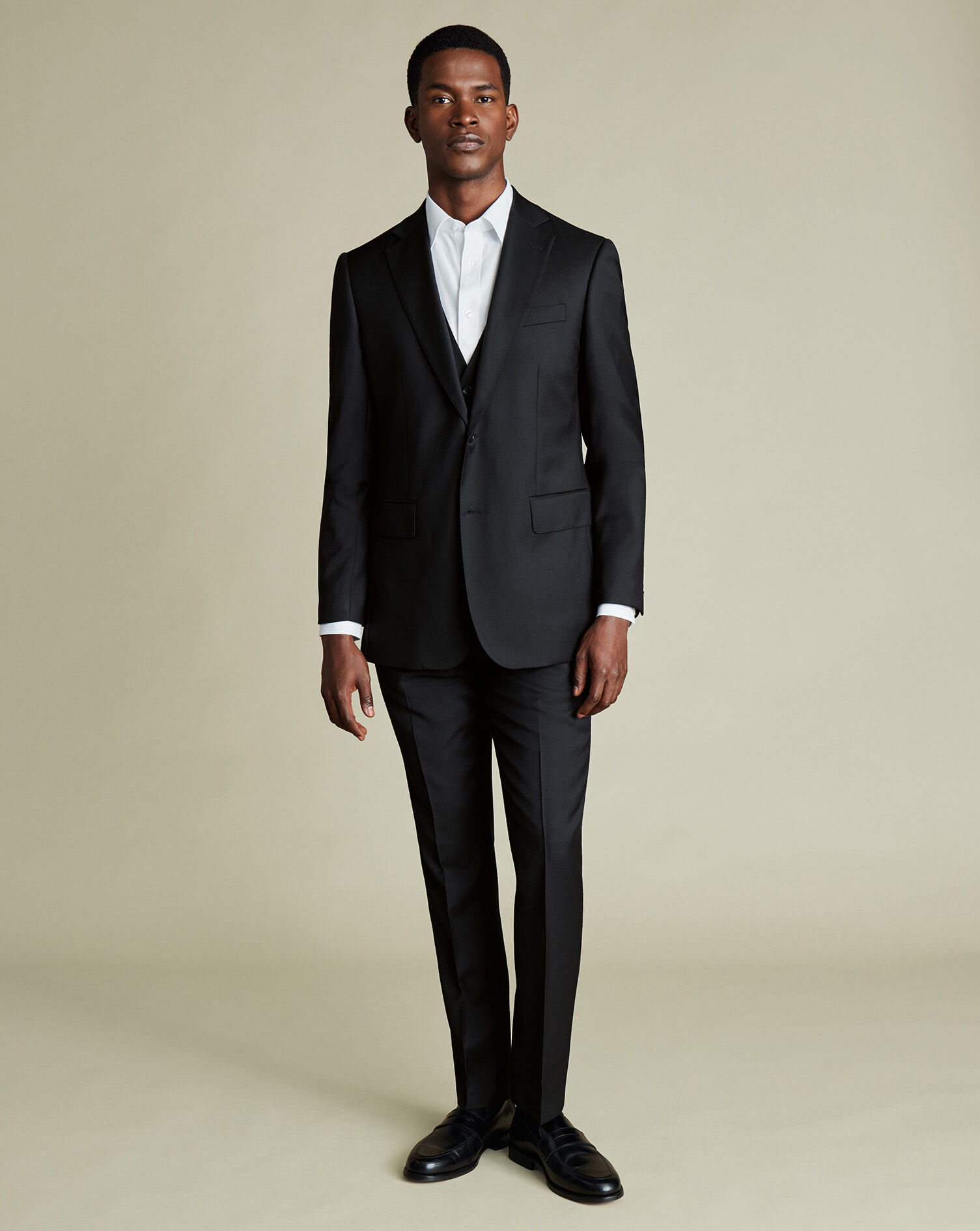 Natural Stretch Twill Vest - Black