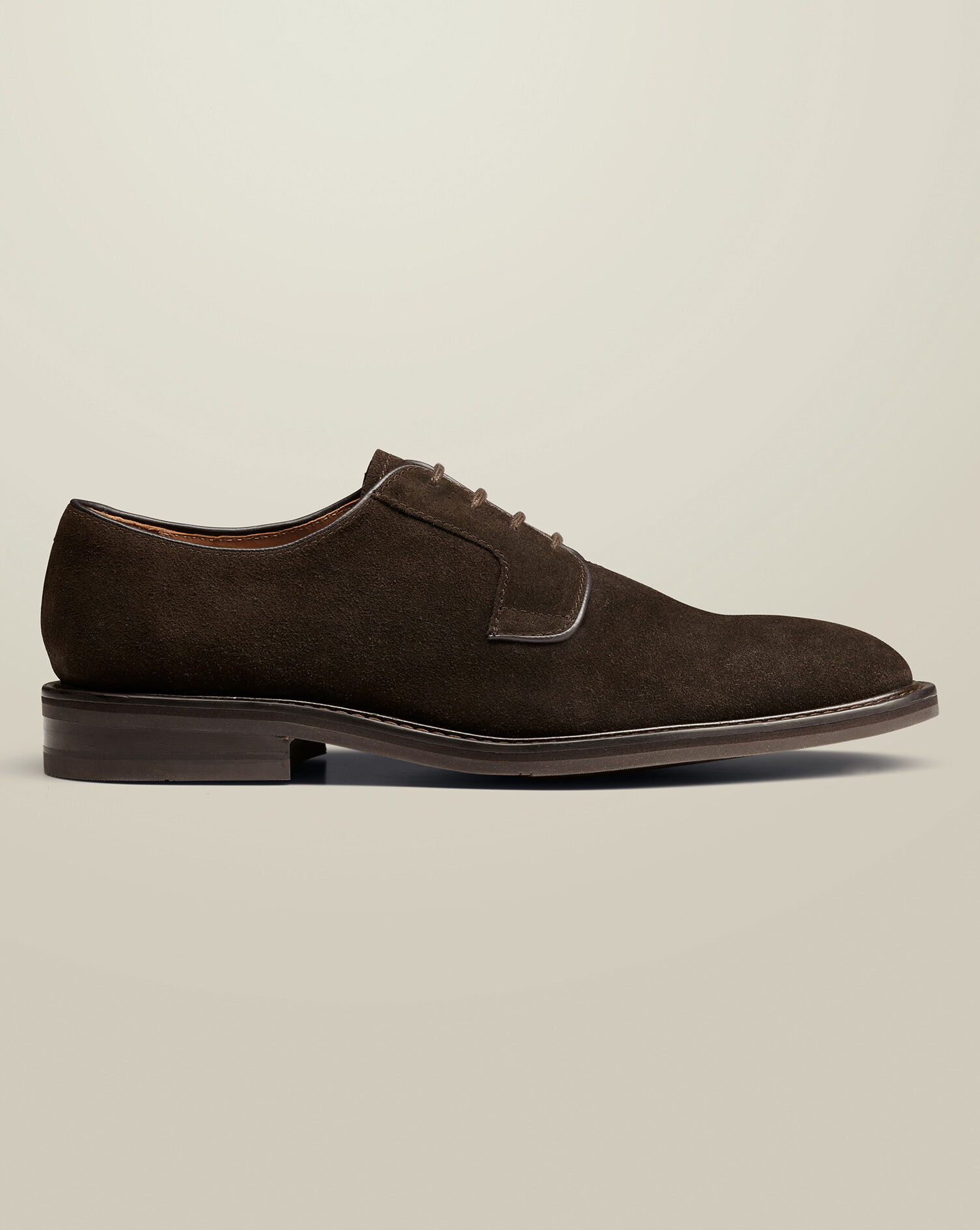 Rubber Sole Suede Derby Shoes - Dark Chocolate
