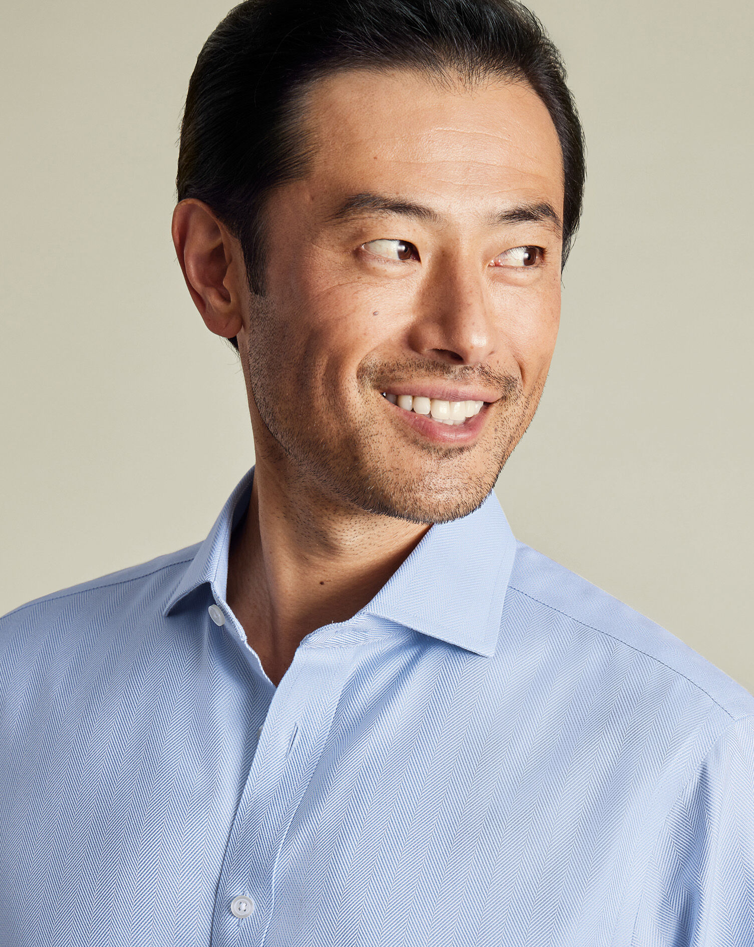 Non-Iron Herringbone Shirt - Sky Blue