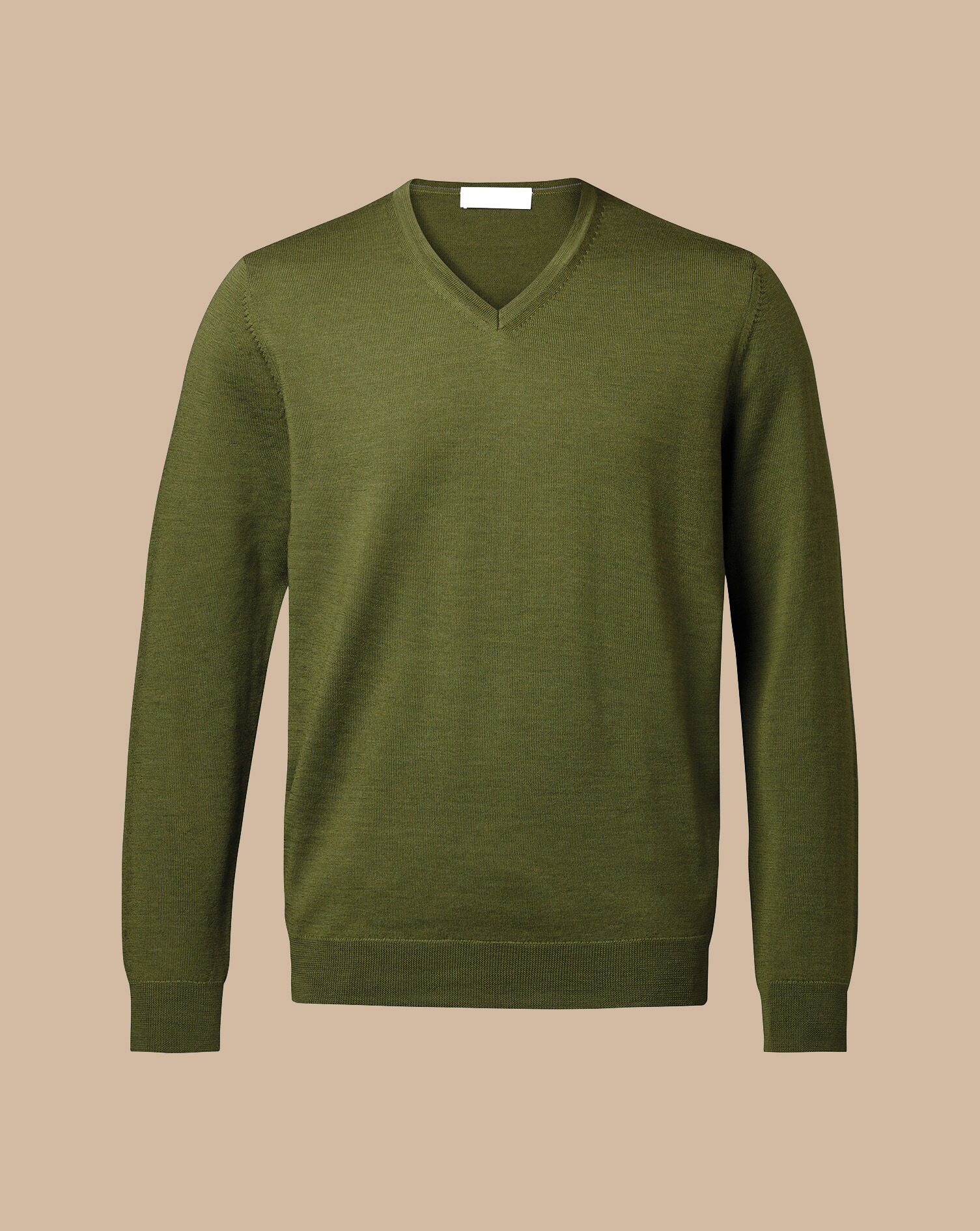 Merino V-Neck Sweater - Moss Green