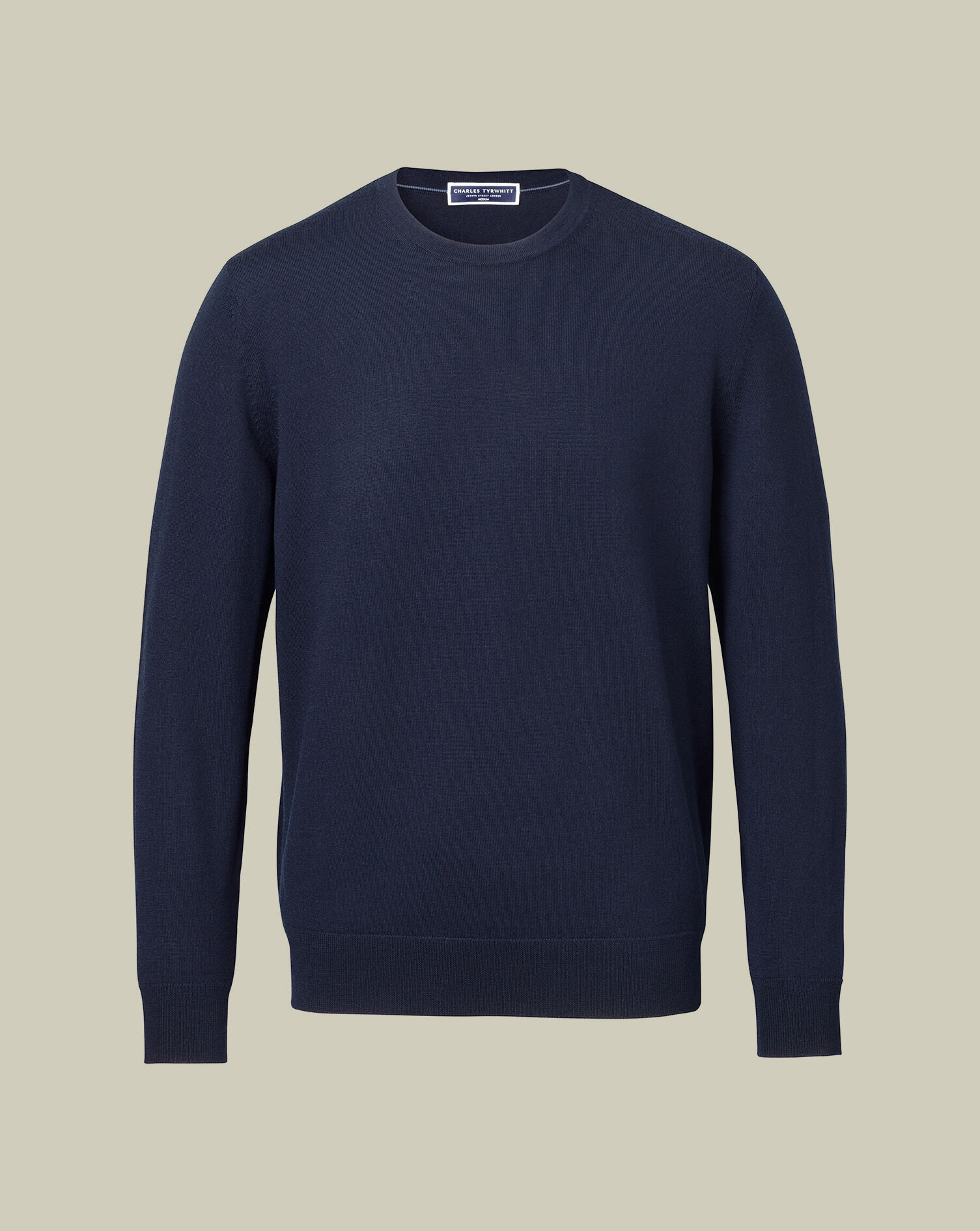 Pure Merino Crew Neck Sweater - Navy