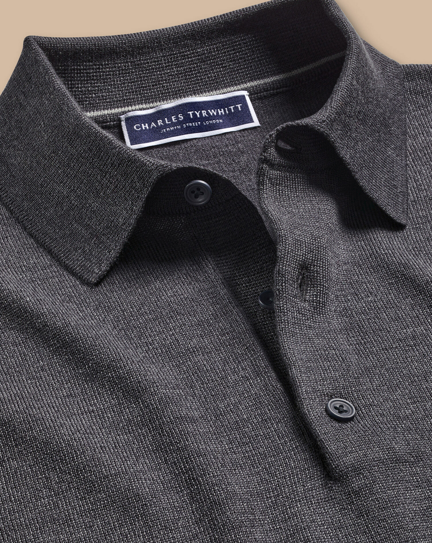 Merino Polo Sweater - Gray