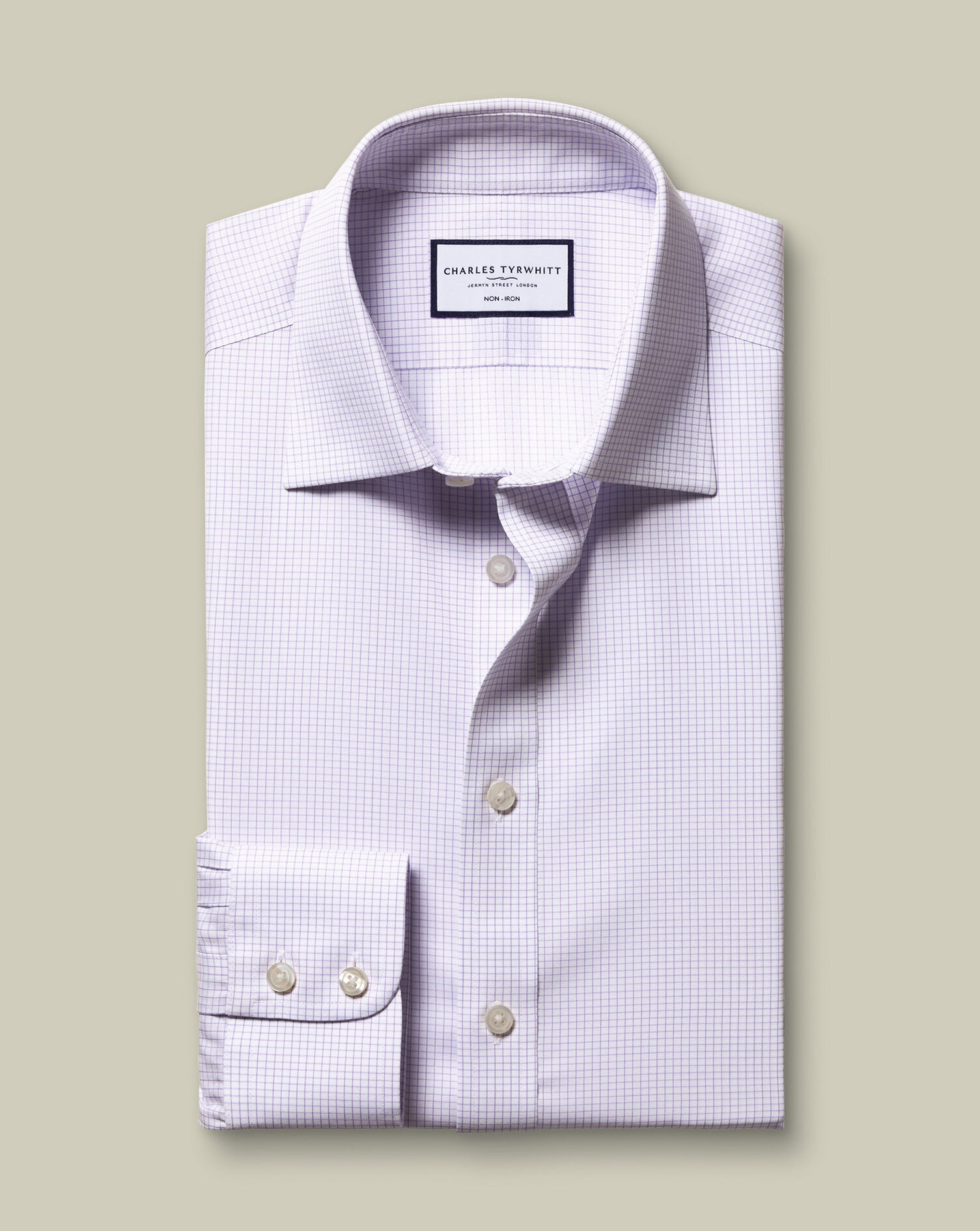 Non-Iron Twill Check Shirt - Lilac