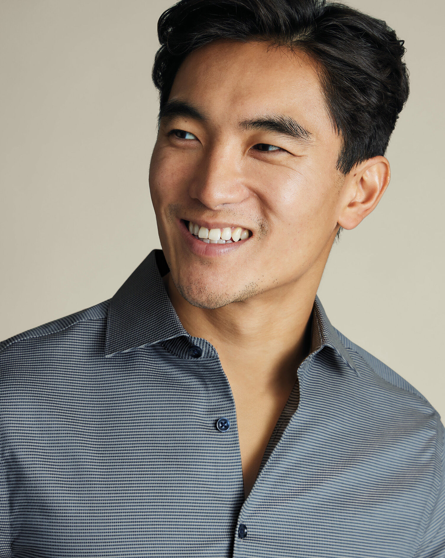 Non-Iron Stretch Texture Shirt - Charcoal Gray