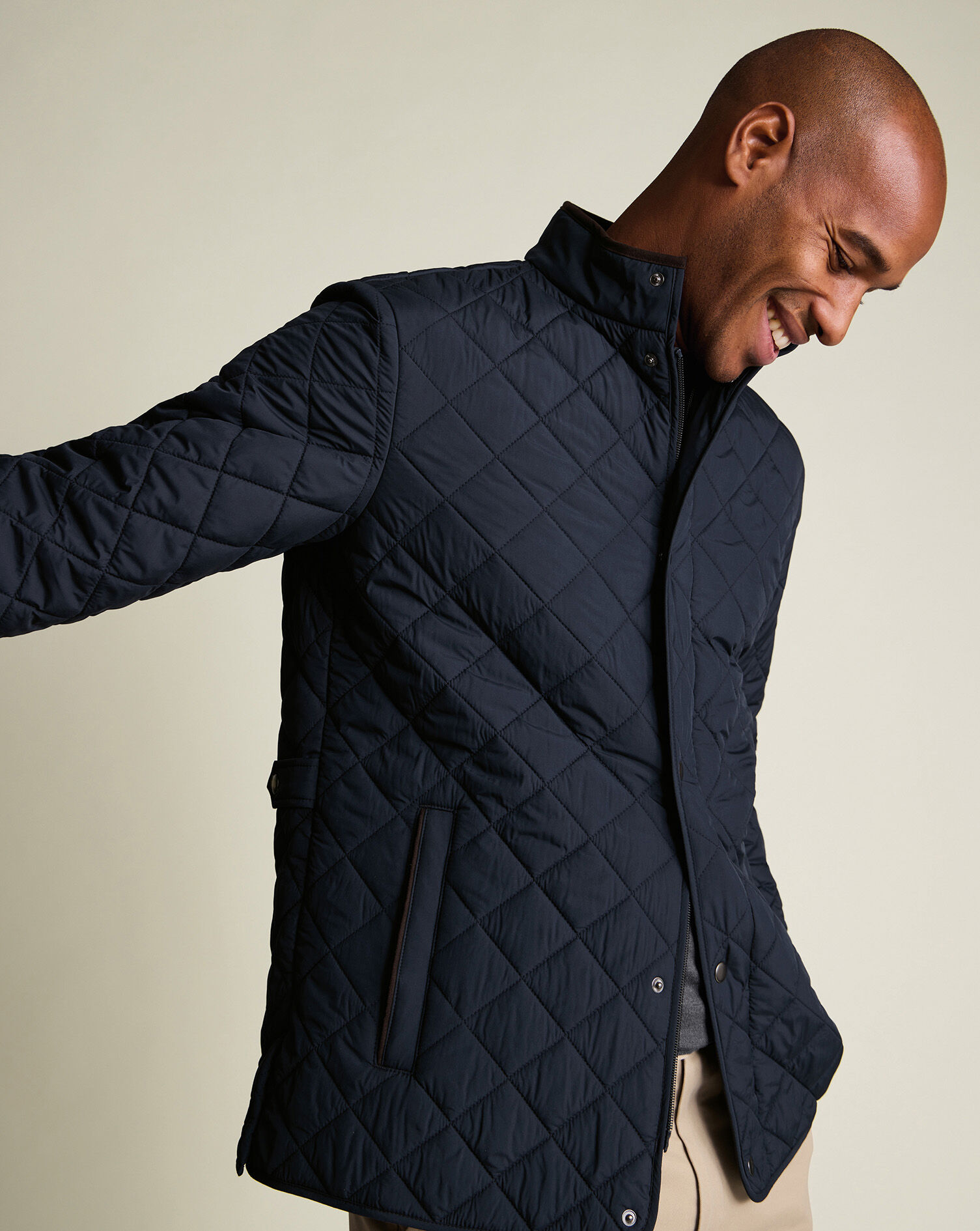 Diamond Quilted Jacket - Navy