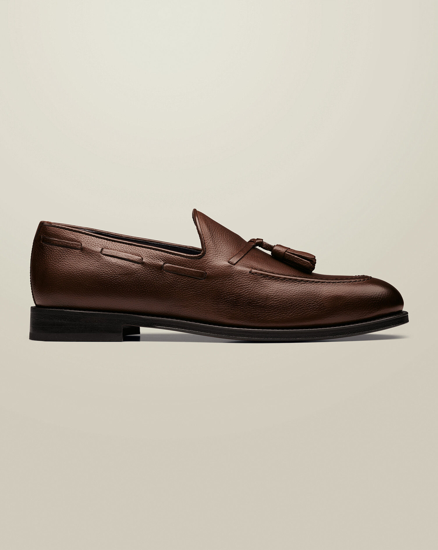 Grain Leather Tassel Loafers - Chocolate Brown