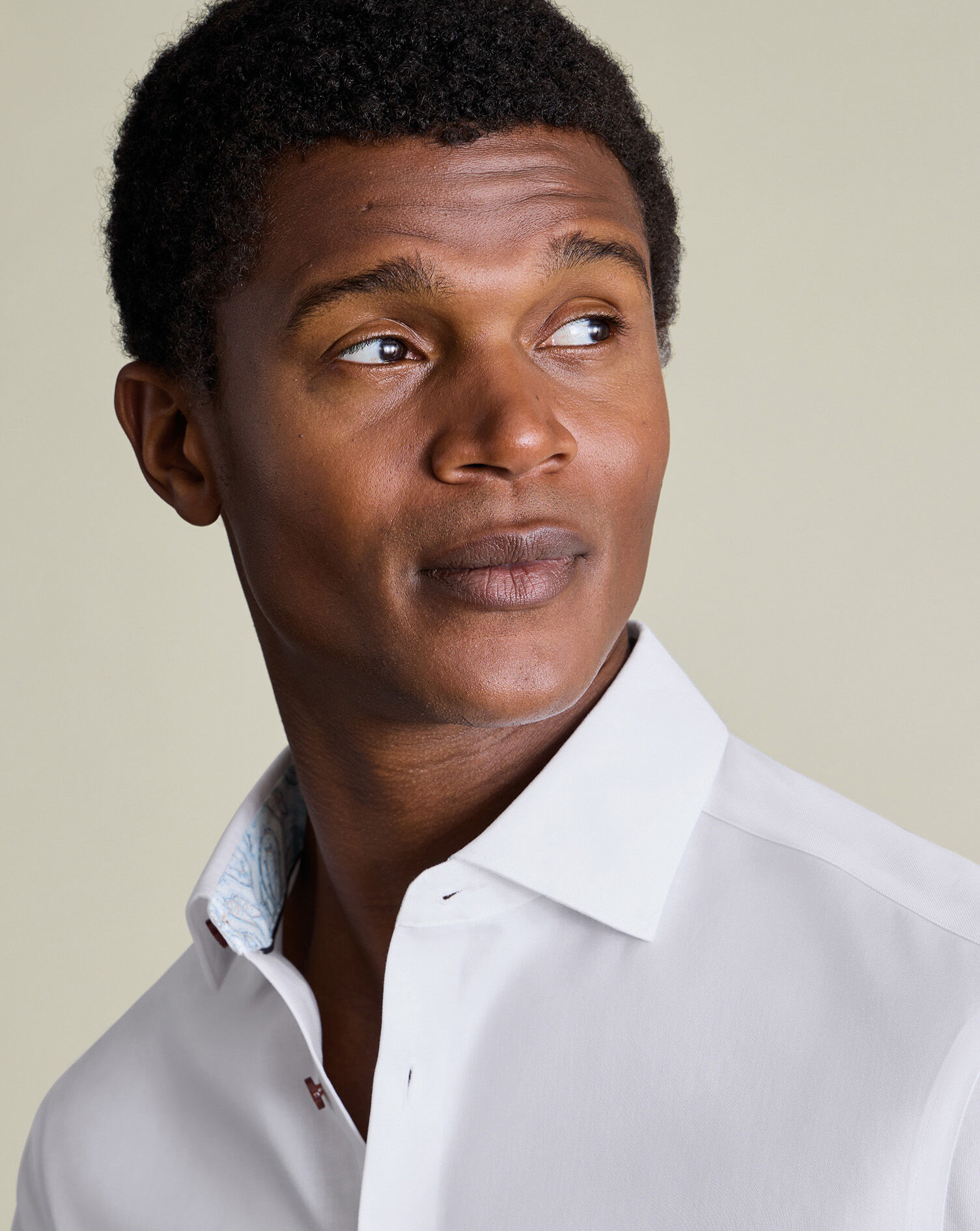 Non-Iron Stretch Printed Trim Shirt - White