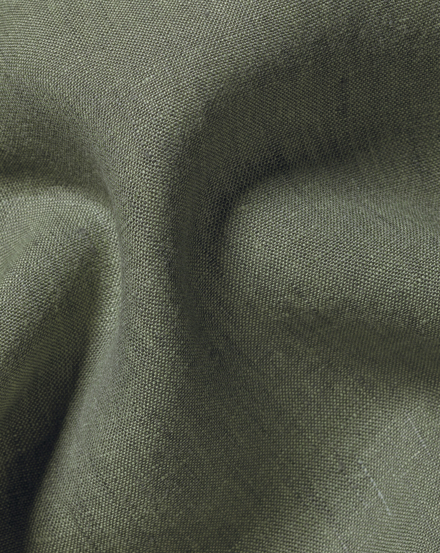 Button-Down Pure Linen Shirt - Olive Green