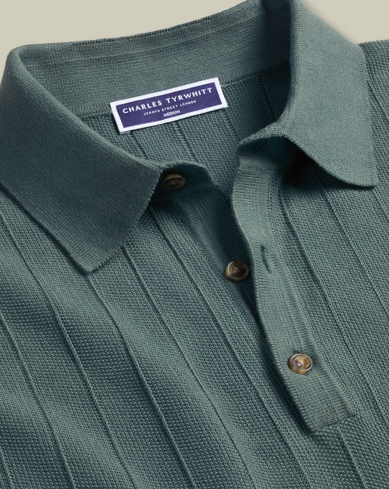 Cotton Textured Knitted Polo - Teal