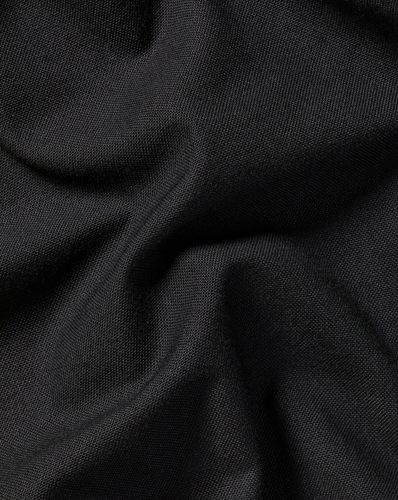 Collarless Stretch Washed Oxford - Black