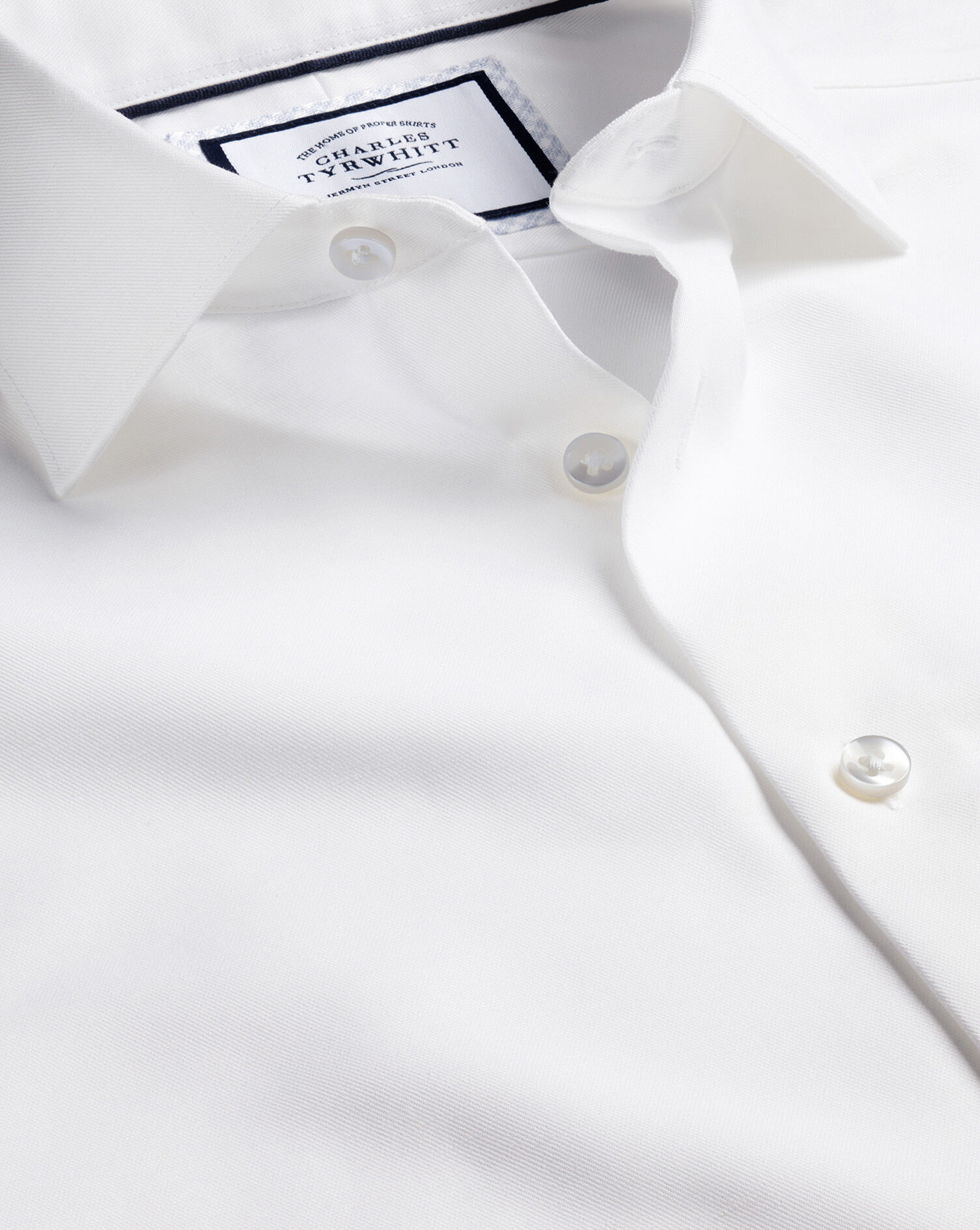 Semi-Spread Non-Iron Cotton Linen Shirt  - White