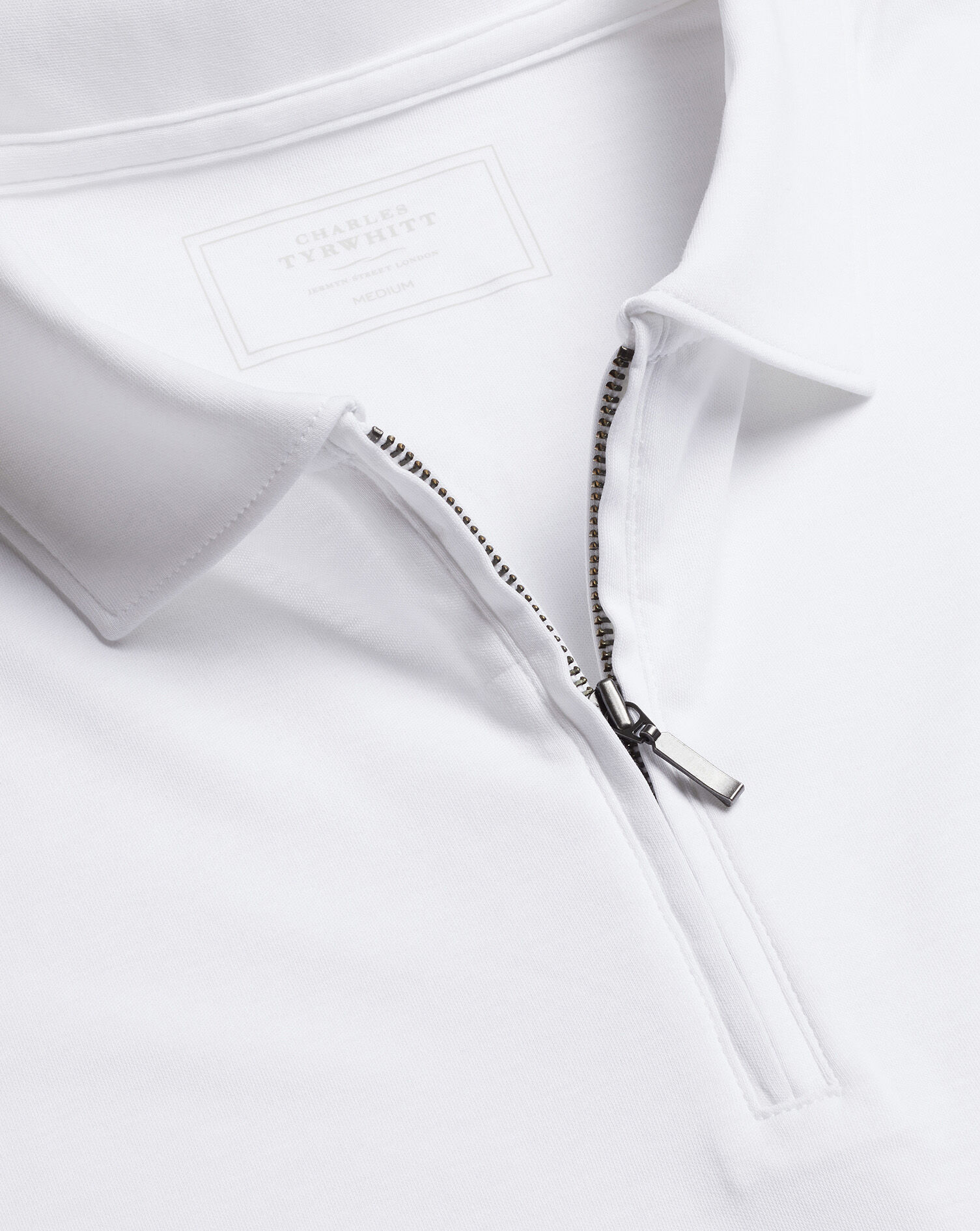 Zip-Neck Jersey Polo - White