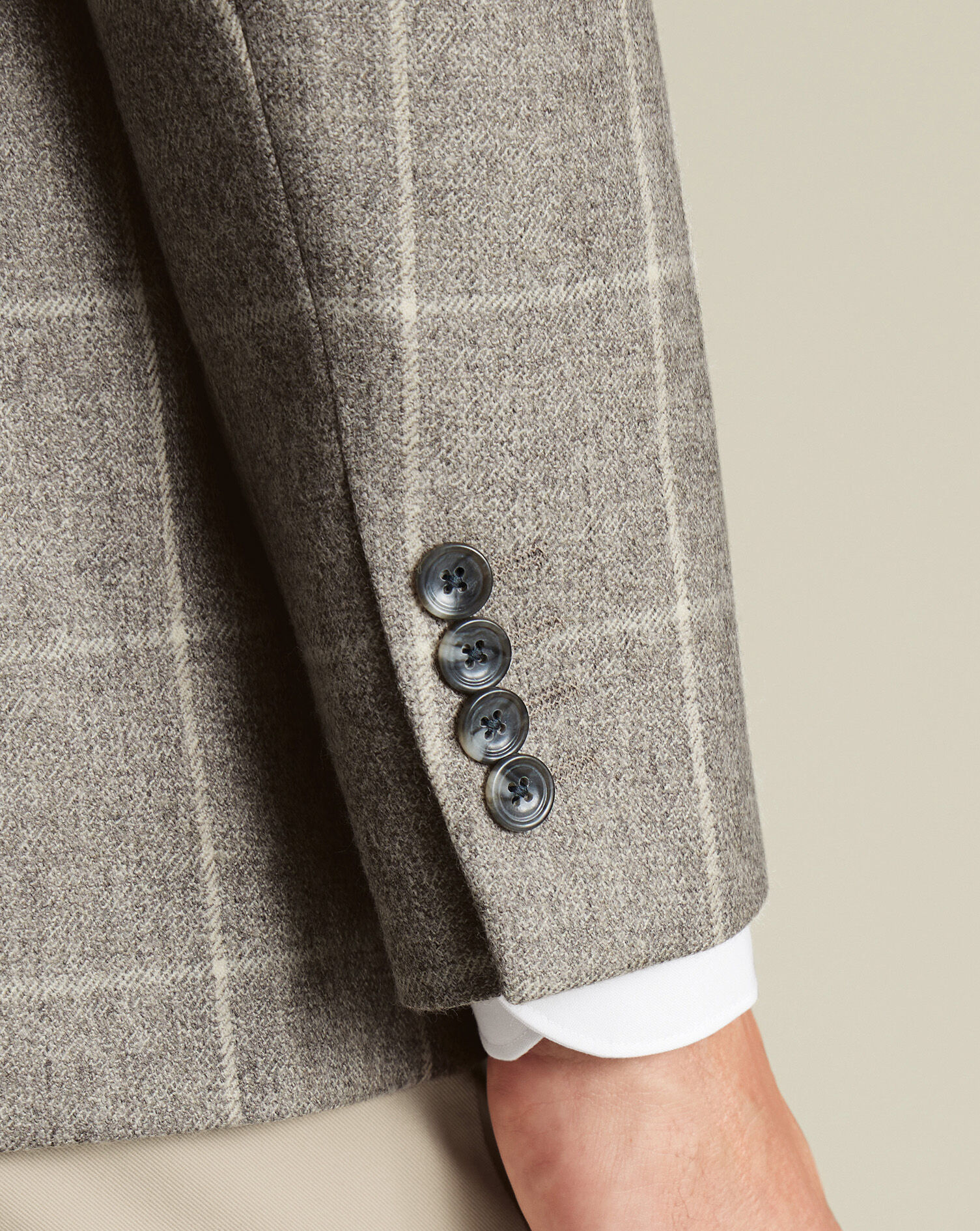 Wool Texture Twill Check Jacket - Limestone
