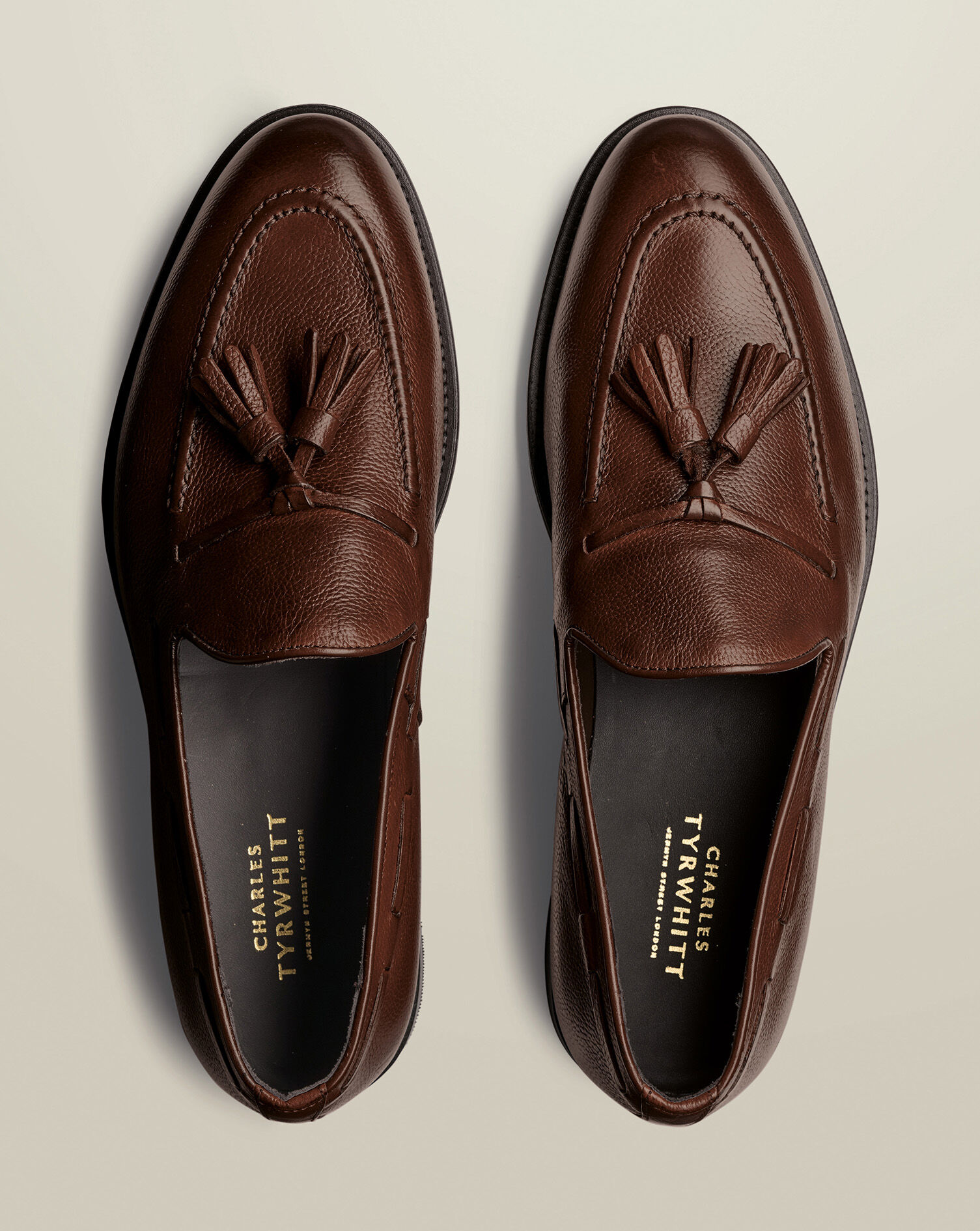 Grain Leather Tassel Loafers - Chocolate Brown