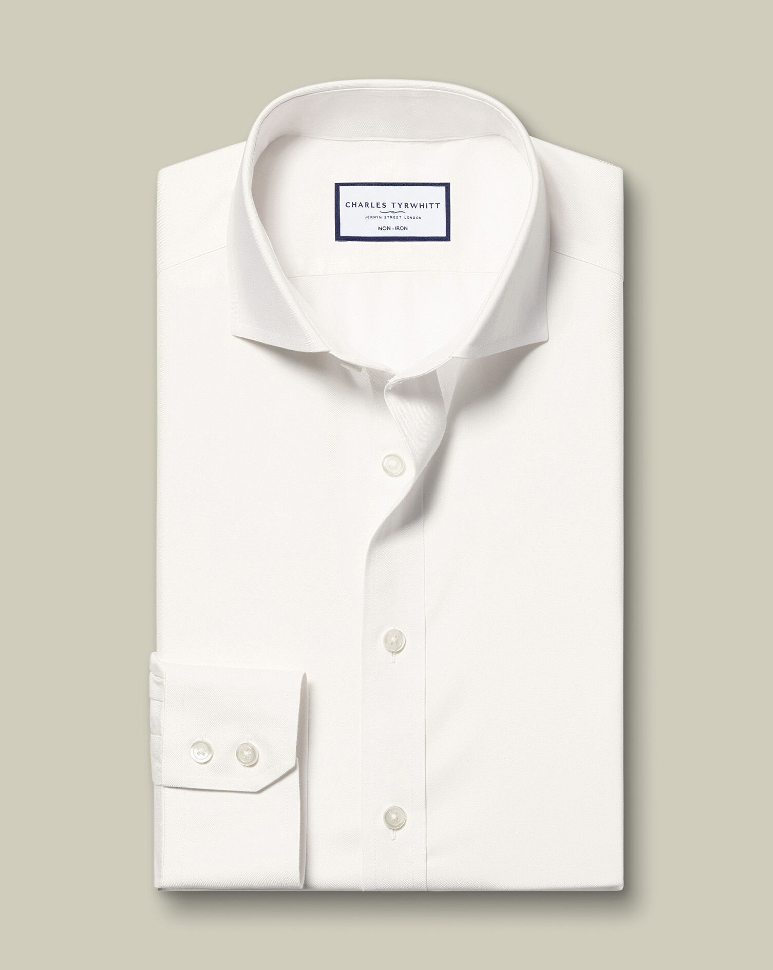 Spread collar Non-Iron Twill Shirt - Ivory