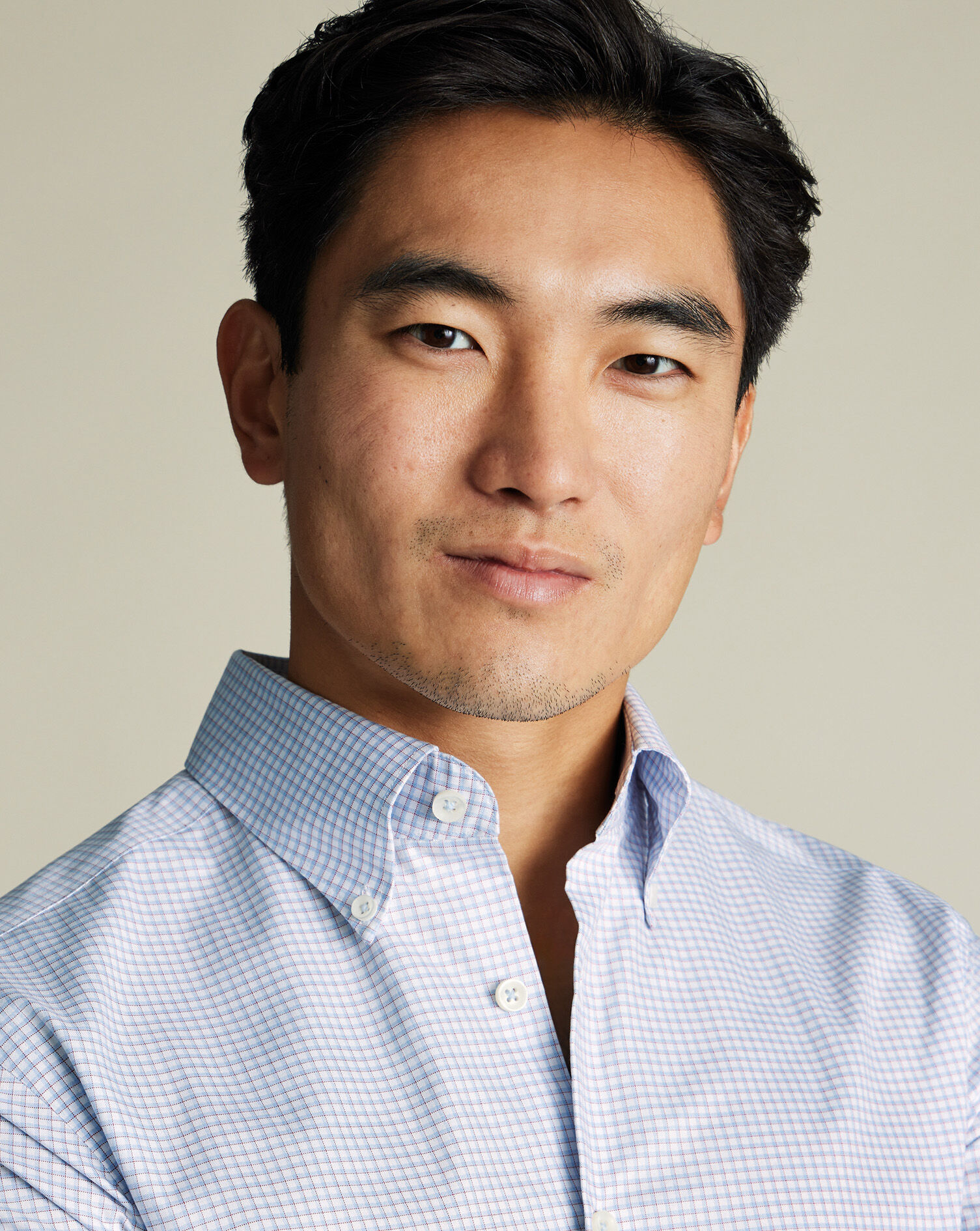 Button-Down Non-Iron Oxford Check Shirt - Blue & Red