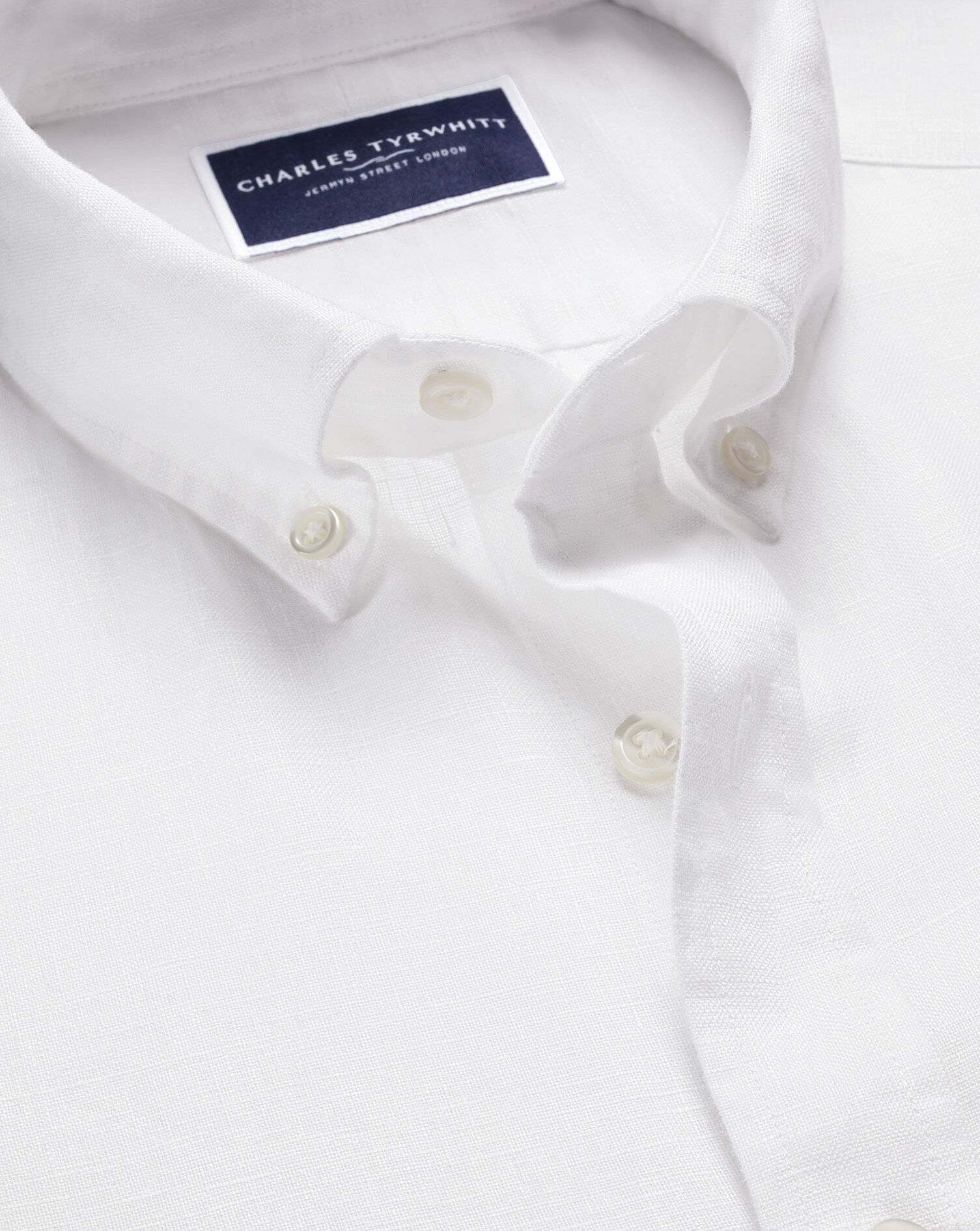 Button-Down Pure Linen Shirt - White