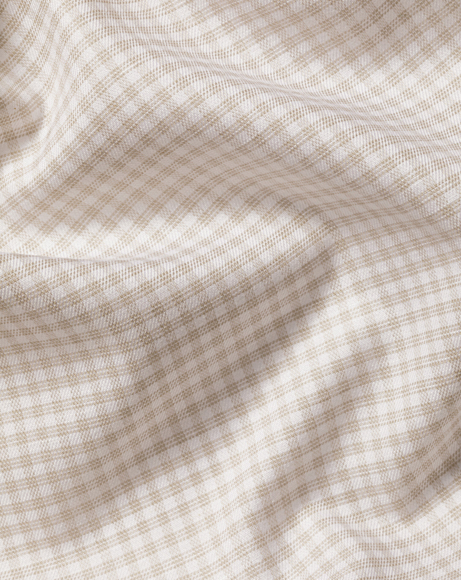 Non-Iron Cotton Linen Check Shirt - Stone