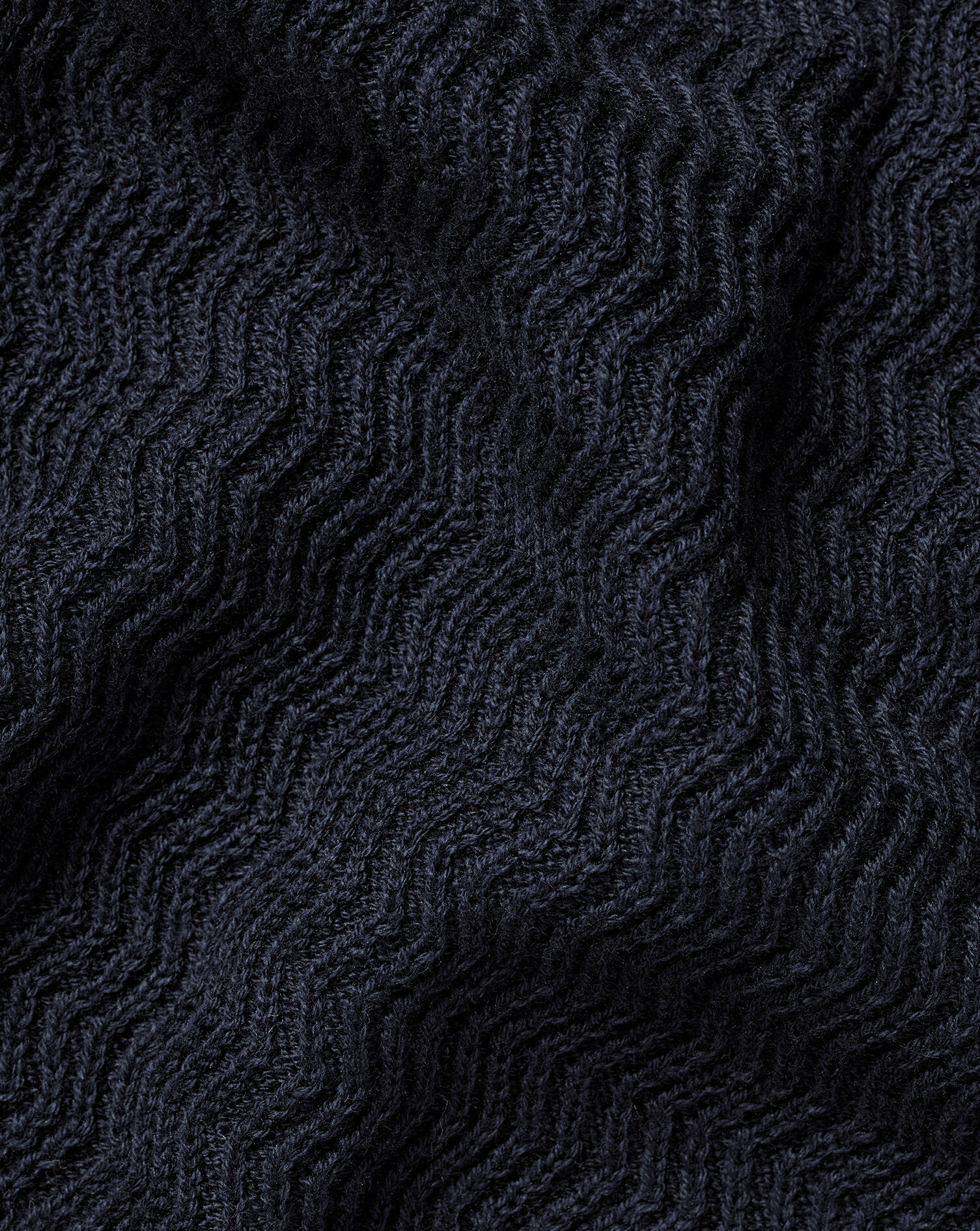 Cotton Trophy Neck Textured Knitted Polo - Navy