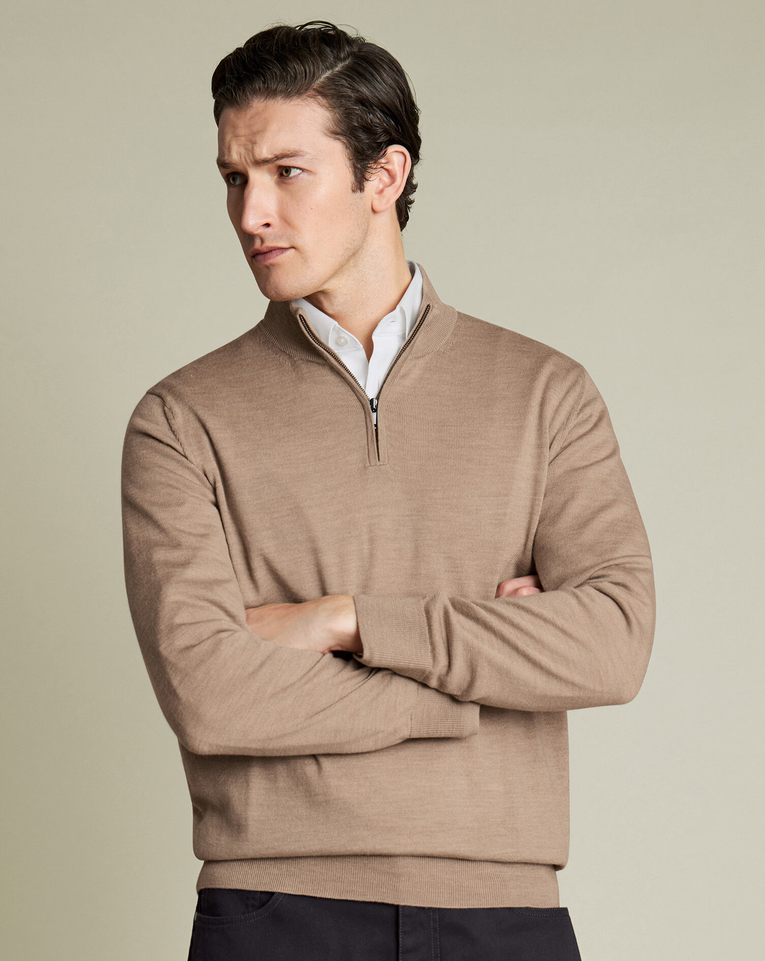 Merino Quarter Zip Sweater - Oatmeal