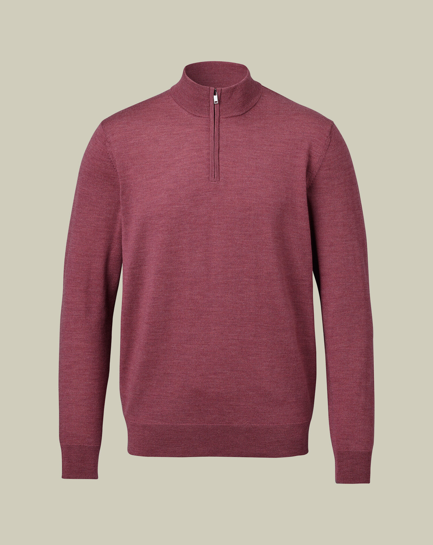 Pure Merino Quarter Zip Sweater - Dark Pink