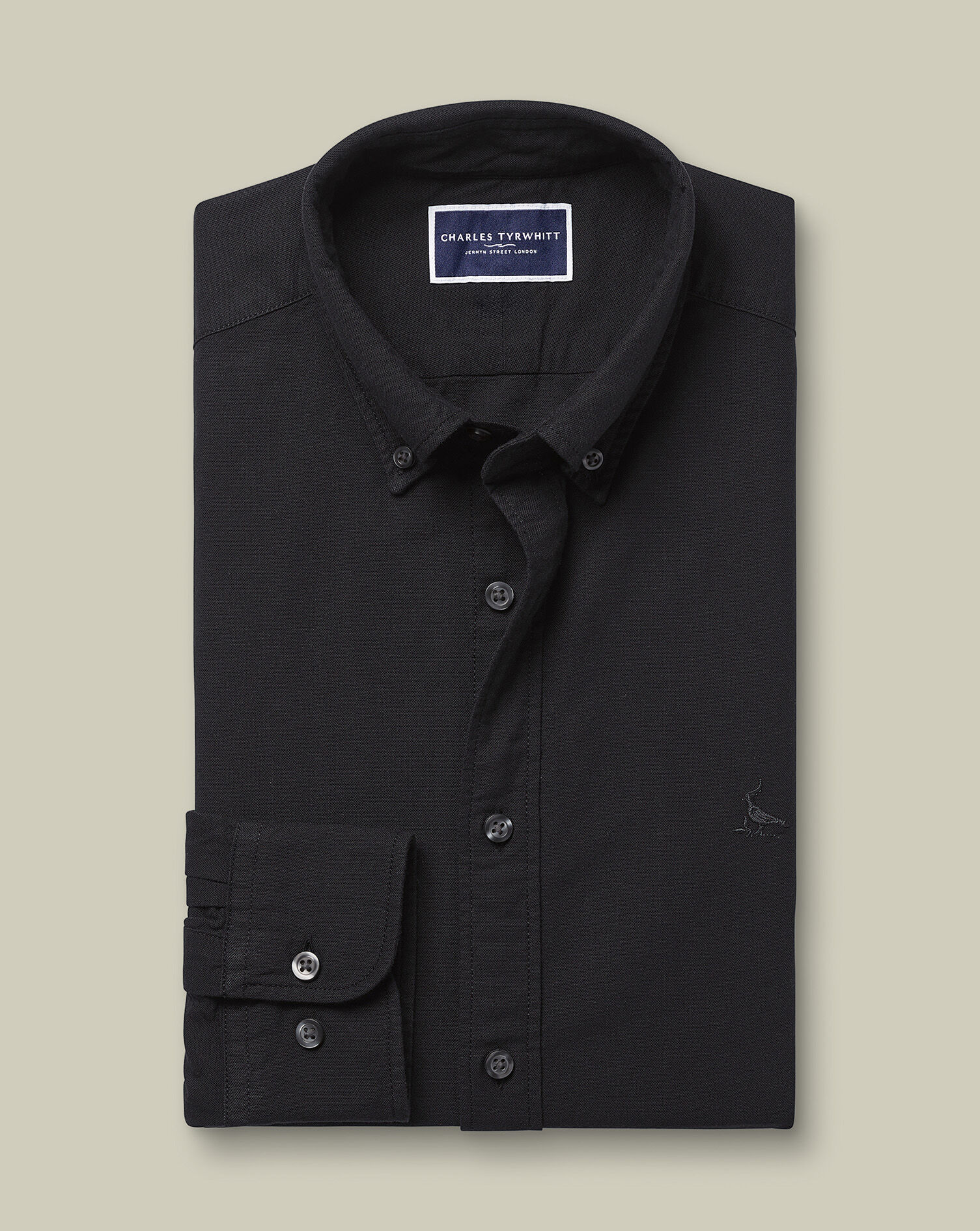 Stretch Washed Oxford Shirt - Black