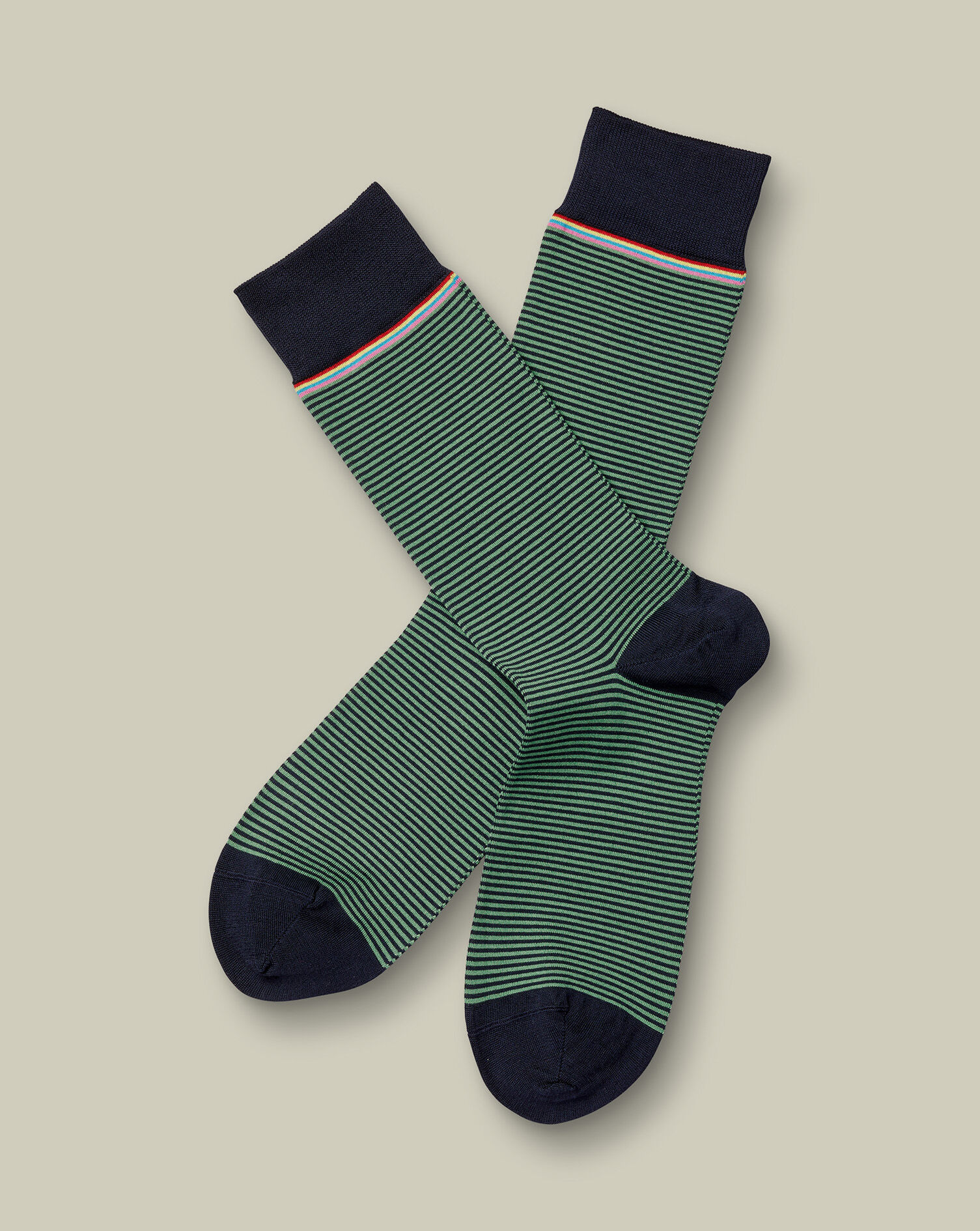 Stripe Socks - Navy & Green