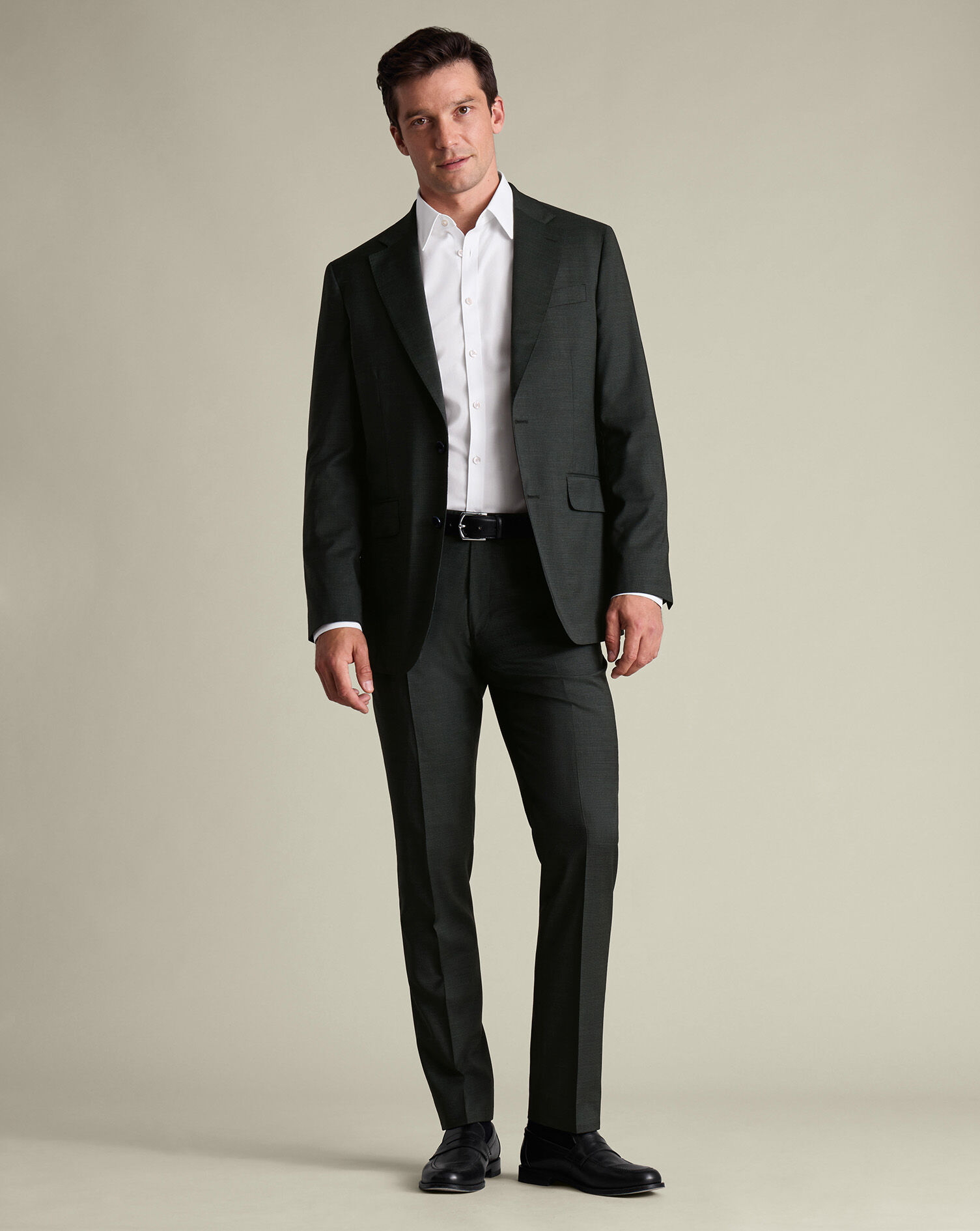 Italian Puppytooth Suit Pants - Forest Green