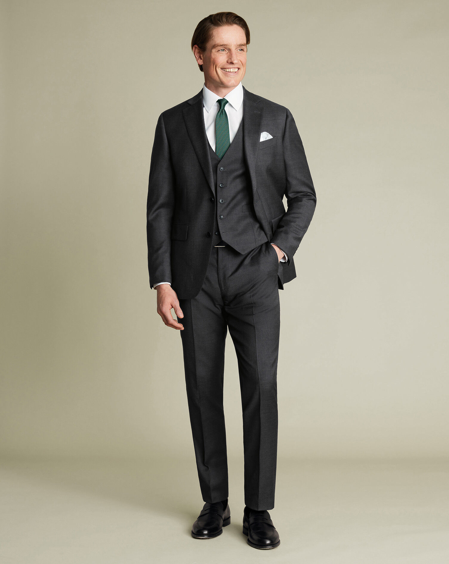 Natural Stretch Twill Suit - Charcoal