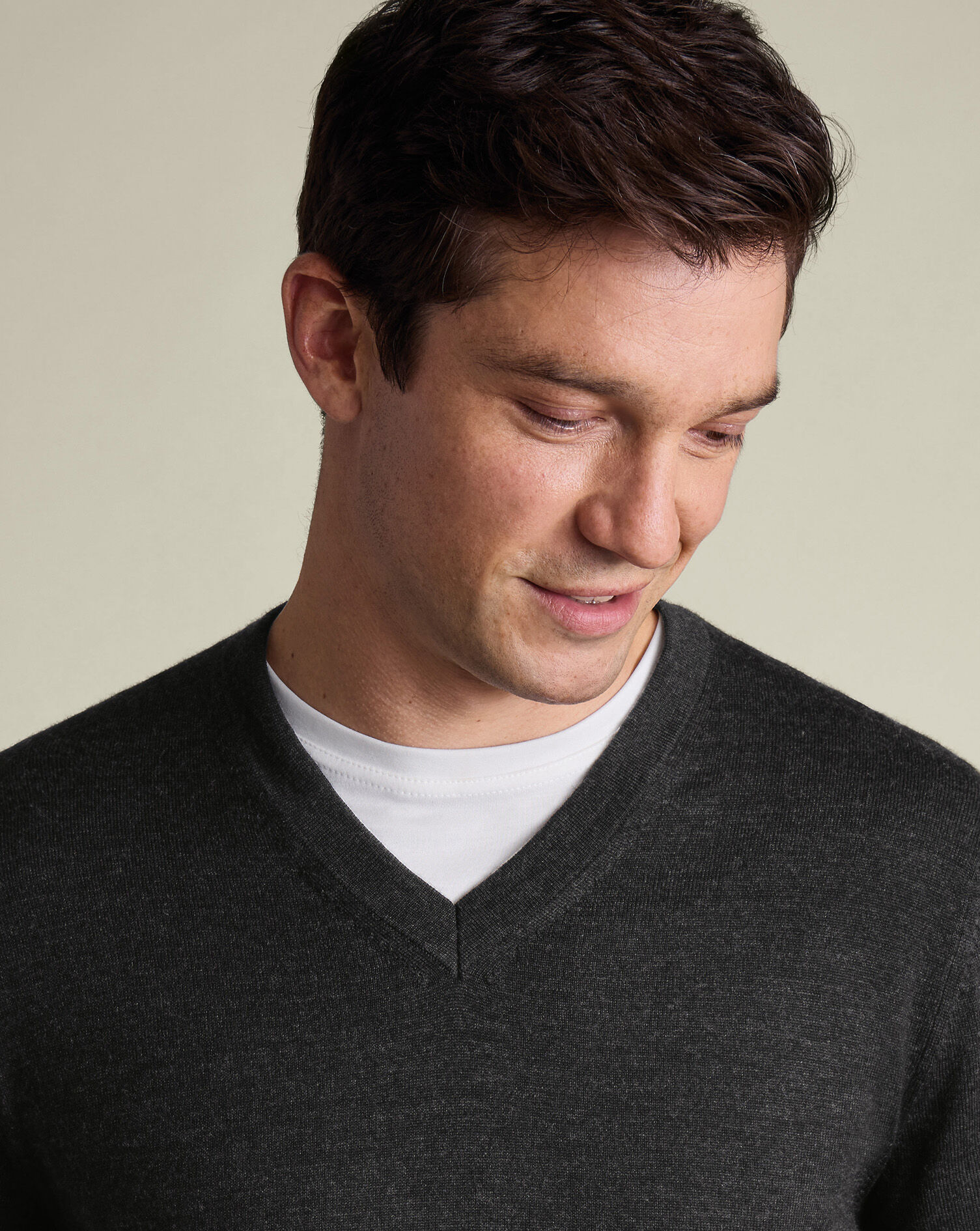 Pure Merino V-Neck Sweater - Charcoal Gray