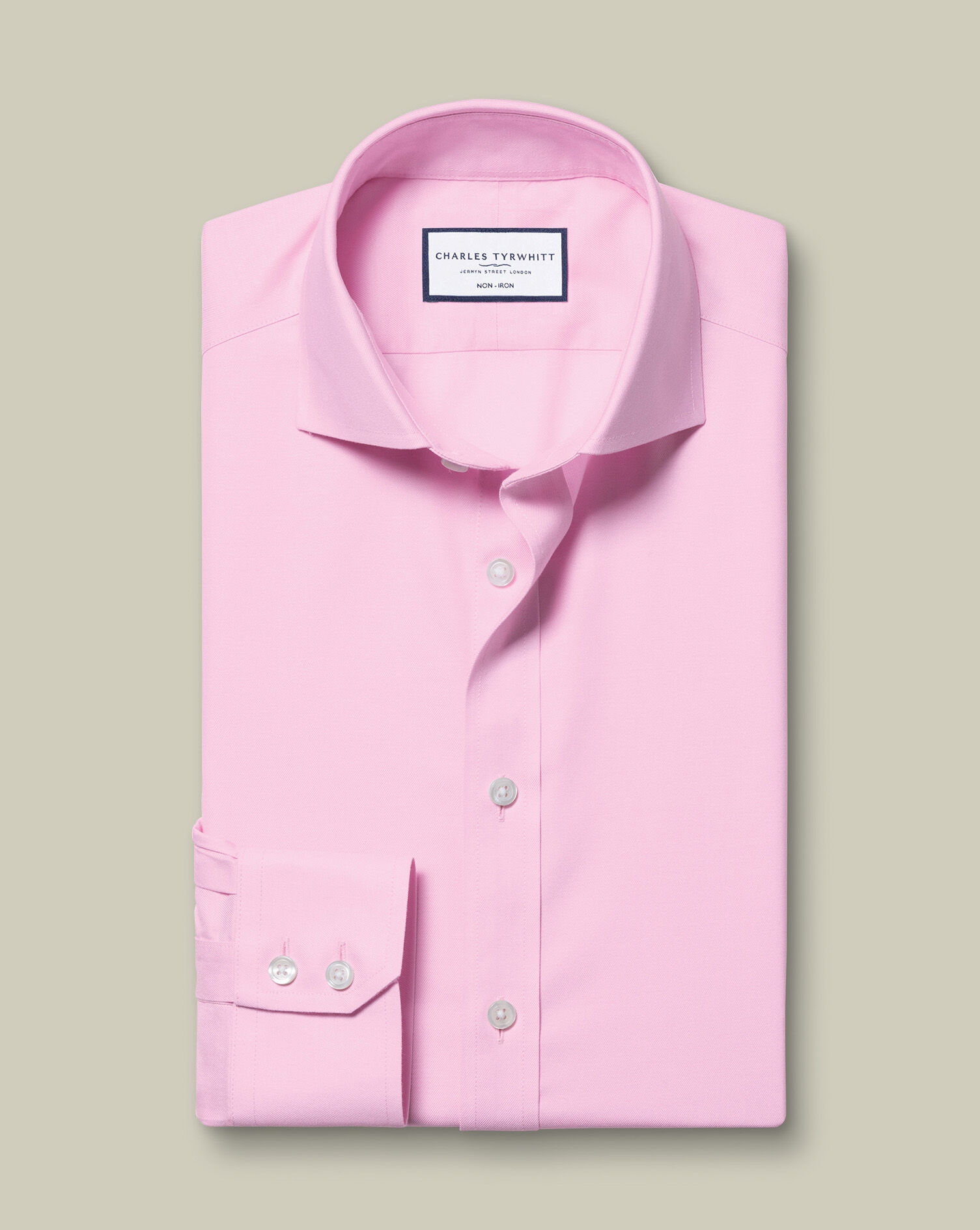 Spread Collar Non-Iron Twill Shirt - Pink