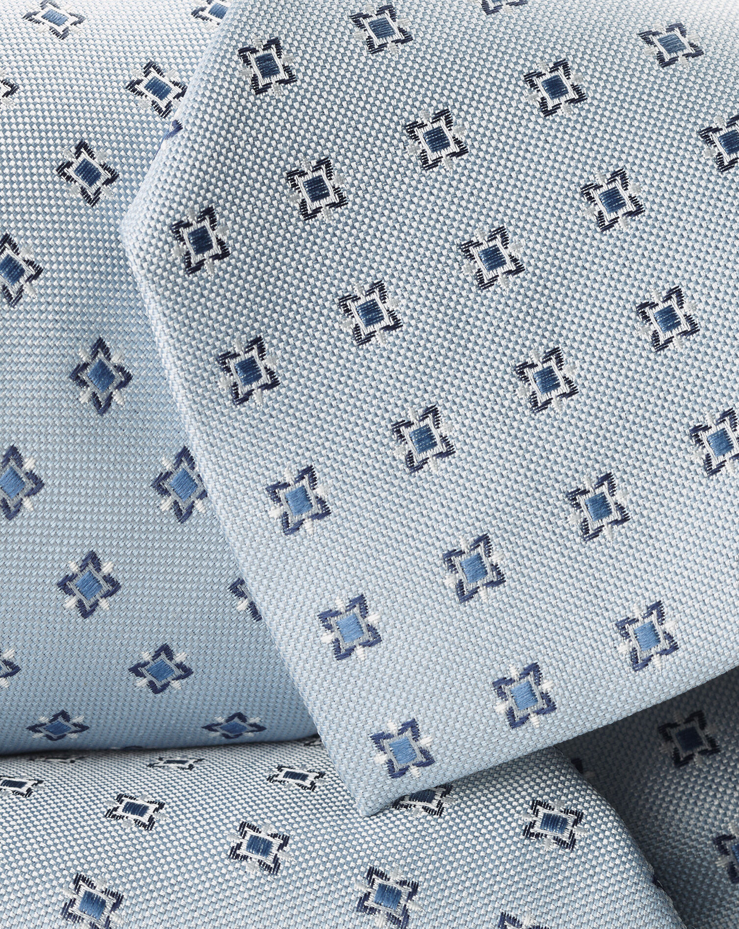 Silk Medallion Print Tie - Ice Blue