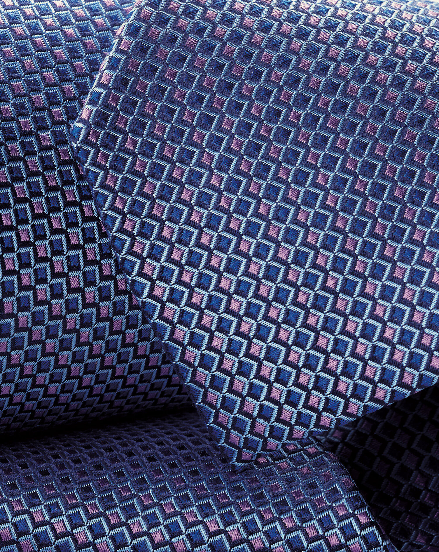 Silk Semi-Plain Patterned Tie - Cobalt Blue