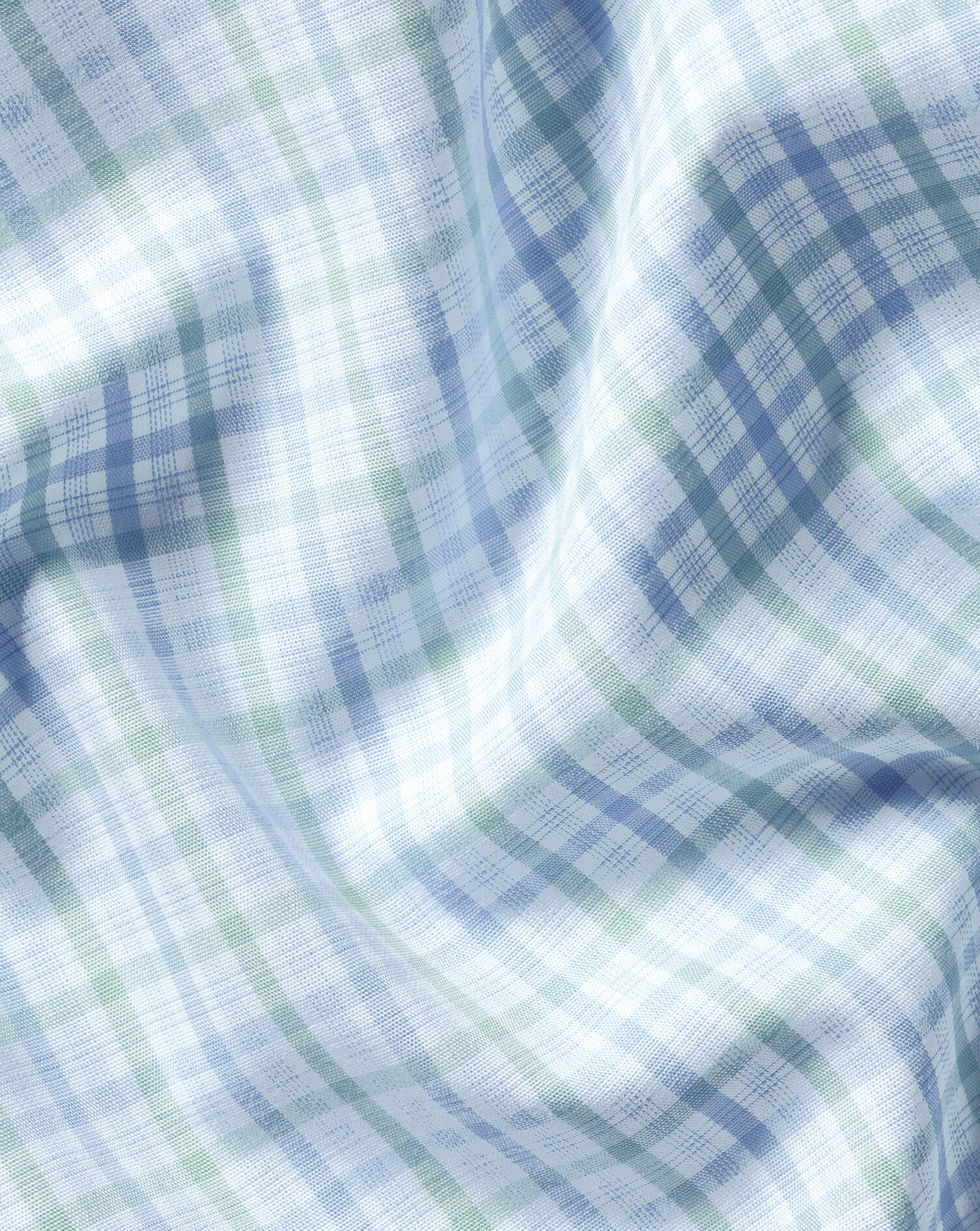 Spread Collar Non-Iron Poplin Shirt - Green & Sky