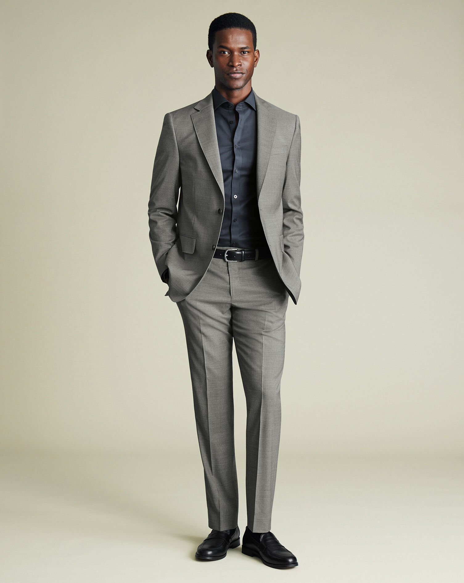 Italian Puppytooth Suit Pants - Gray