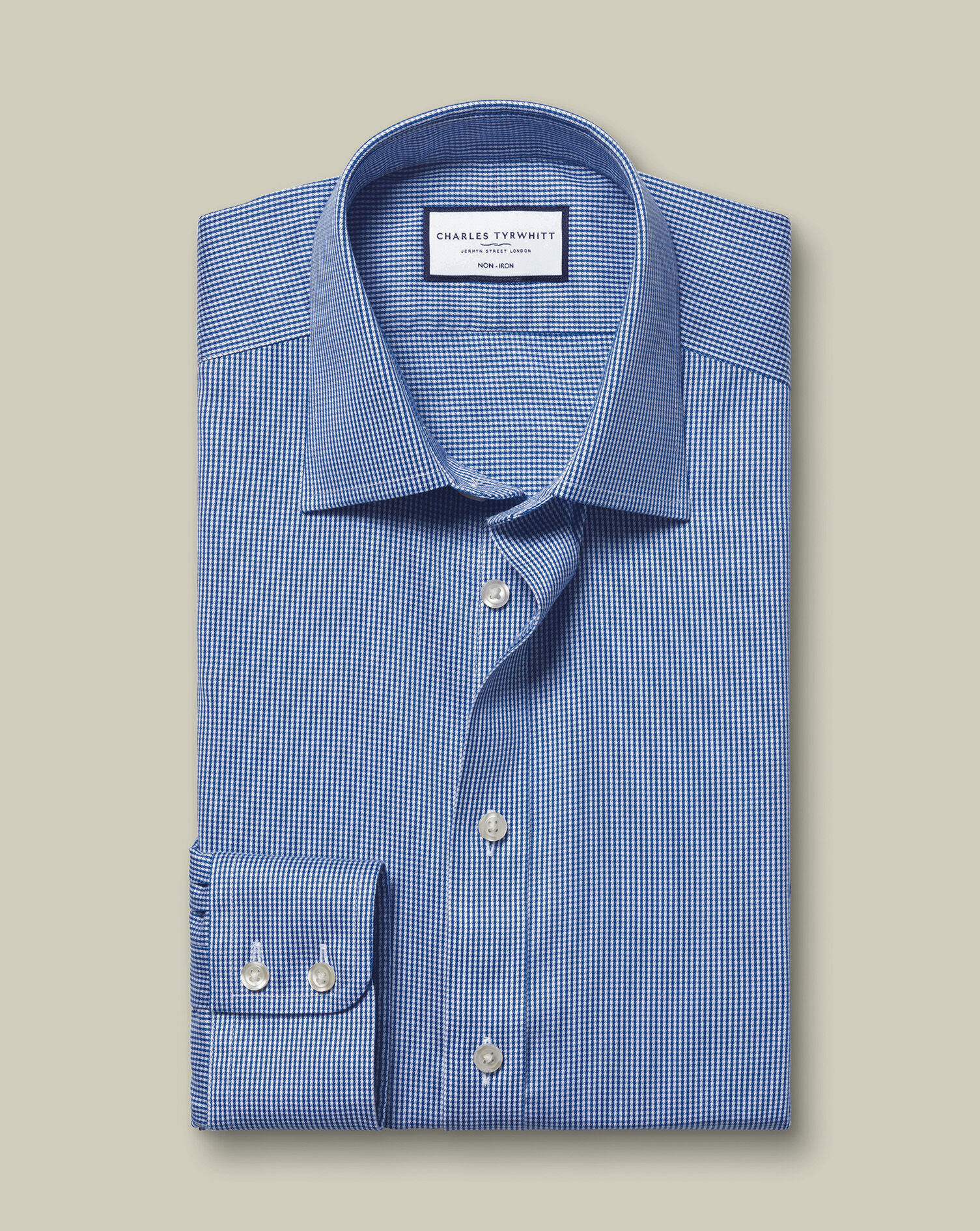 Non-Iron Puppytooth Shirt - Royal Blue