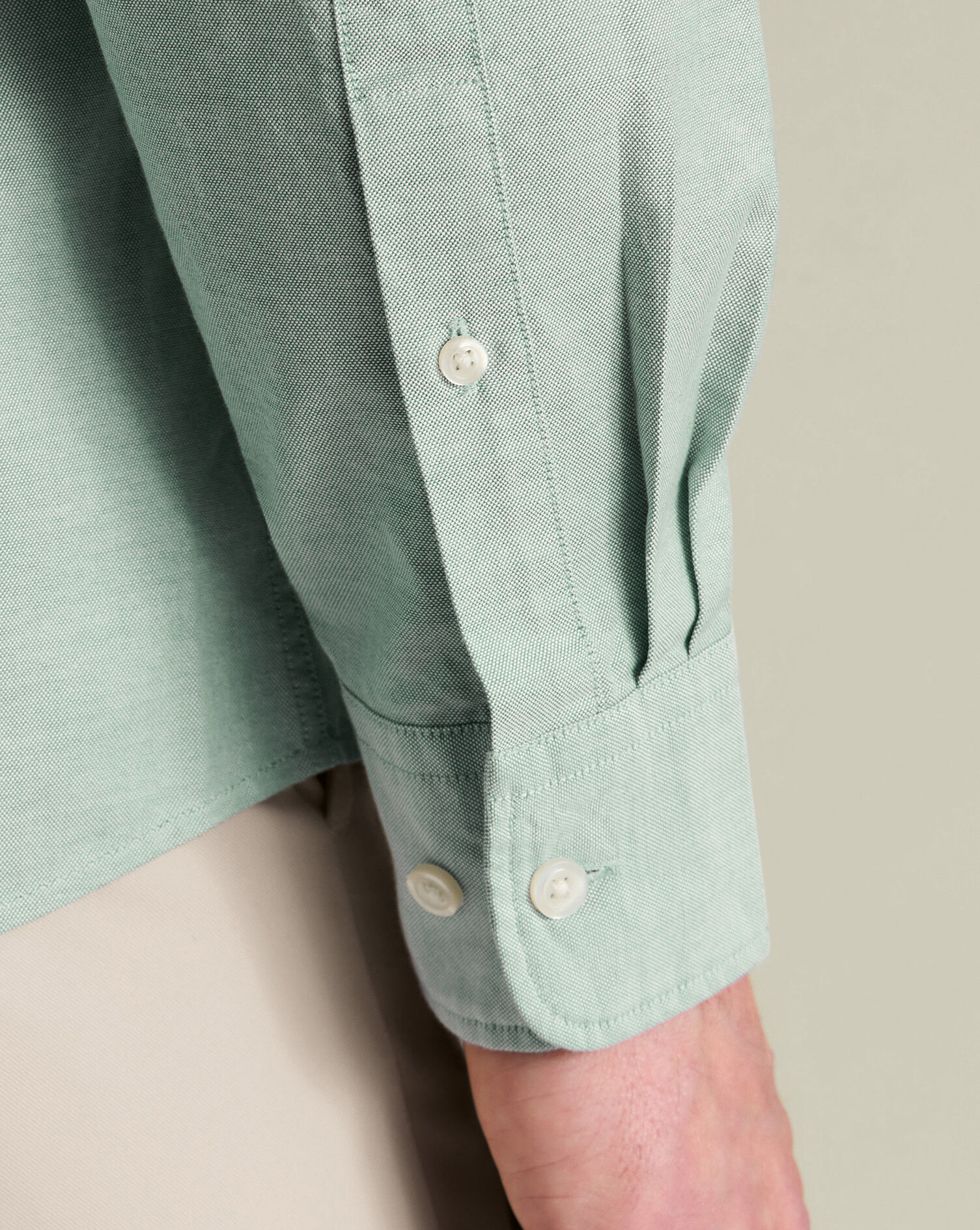 Stretch Washed Oxford Shirt - Light Green