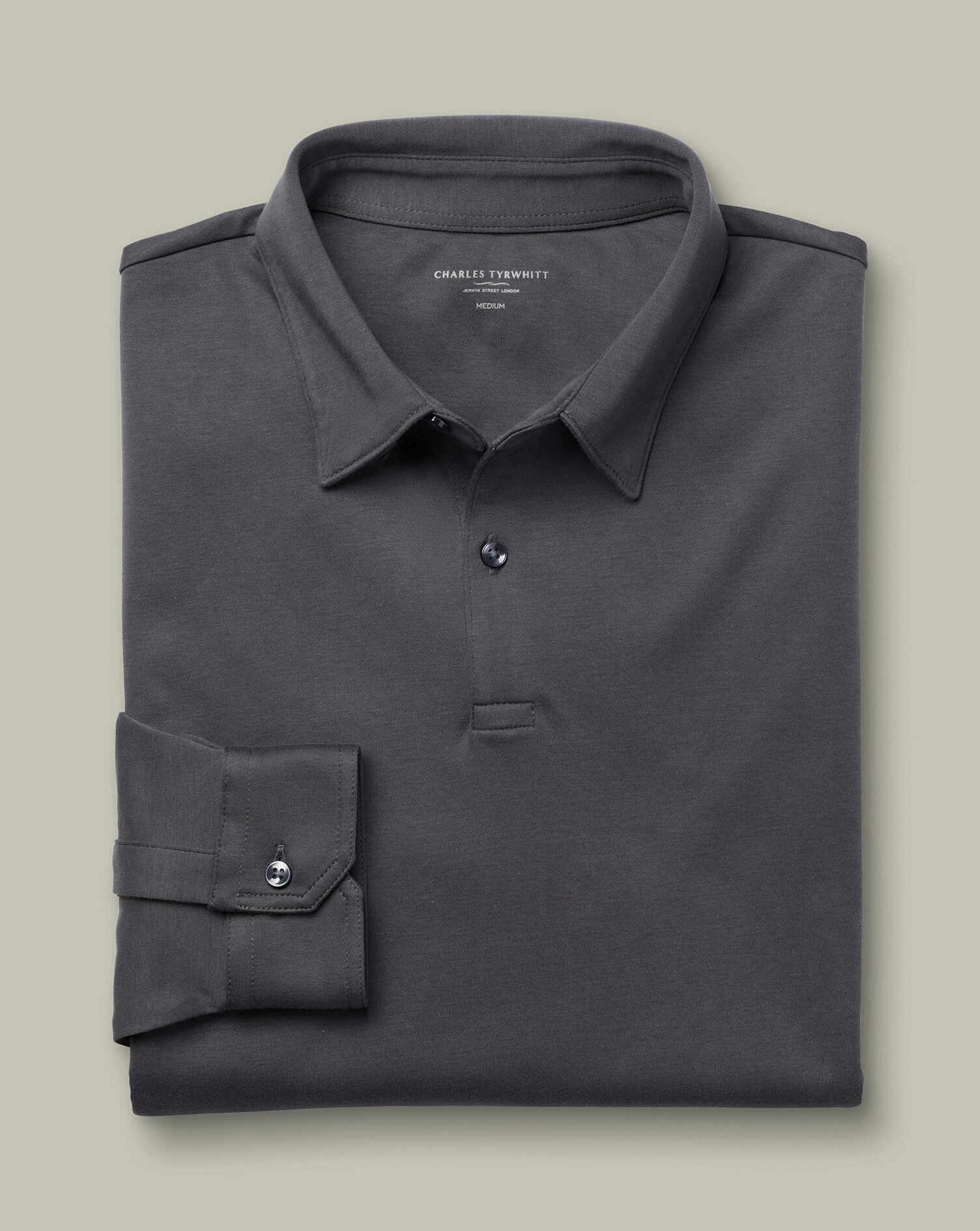 Long Sleeve Jersey Polo - Graphite Gray