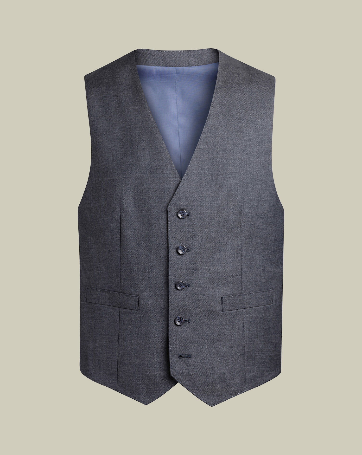 Natural Stretch Twill Suit Vest - Airforce Blue