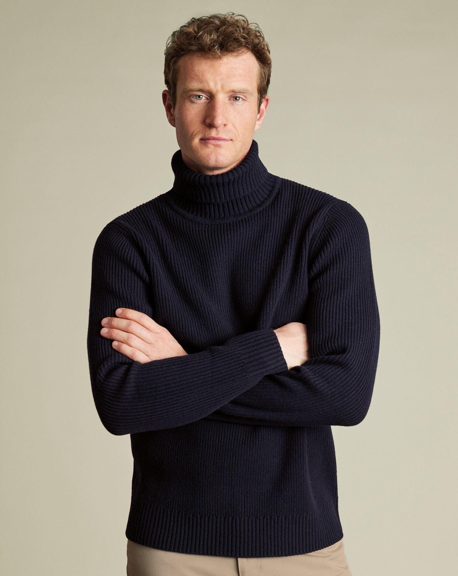 Merino Turtleneck Chunky Sweater - Navy