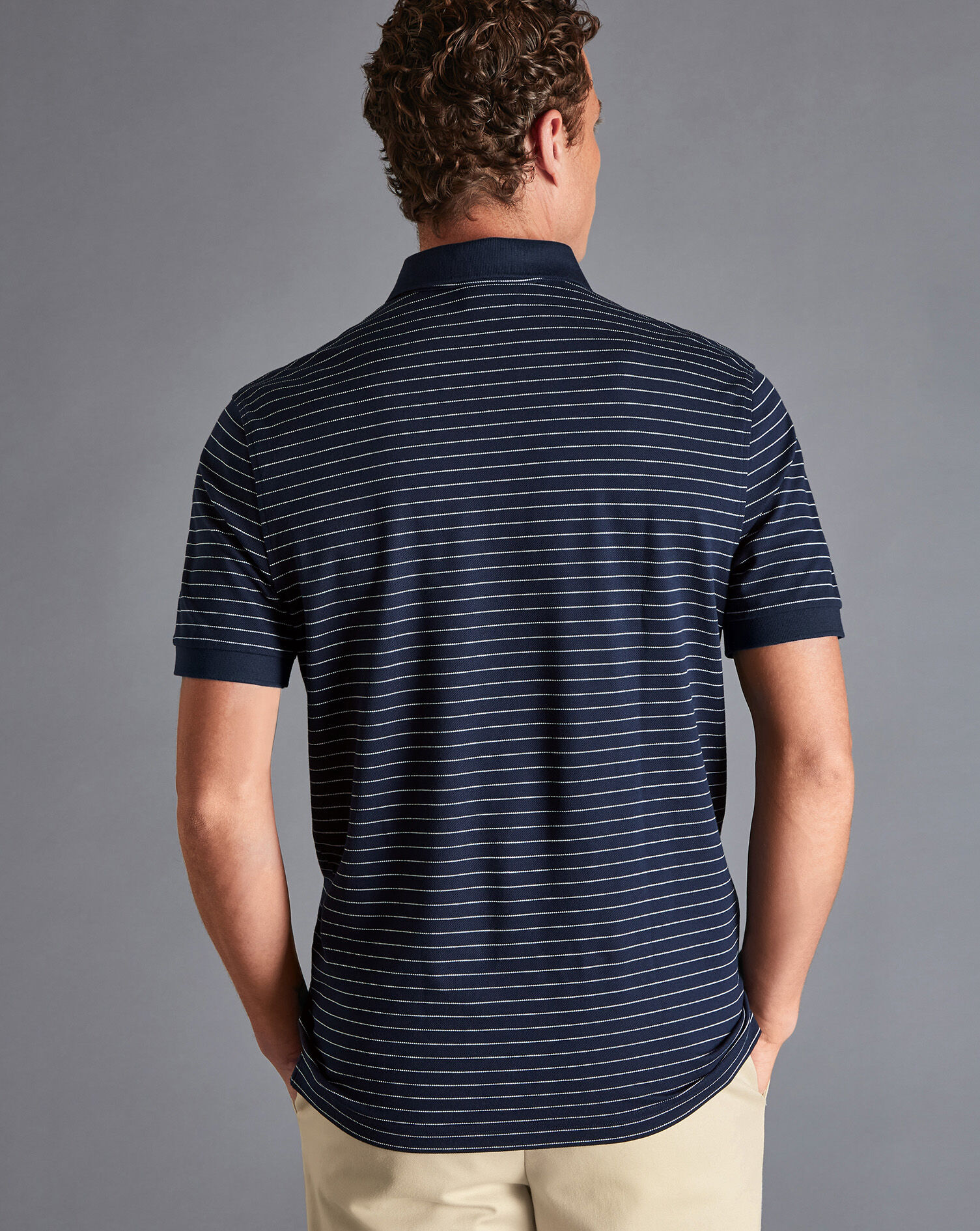 Pique Polo - Navy & White