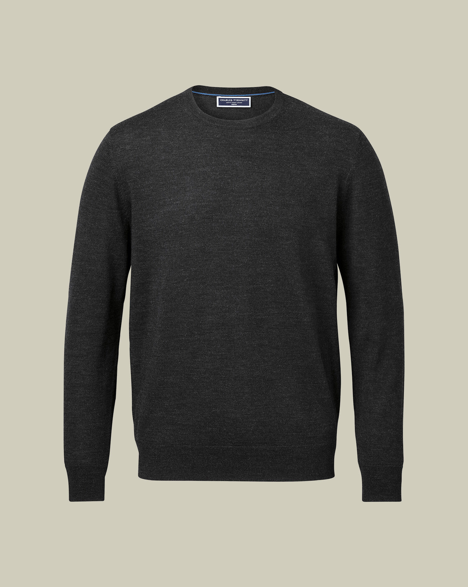 Pure Merino Crew Neck Sweater - Charcoal Gray